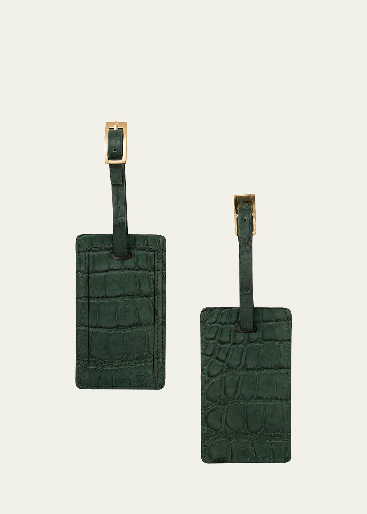 Abas Alligator Leather Luggage Tag, Set Of 2 In Green