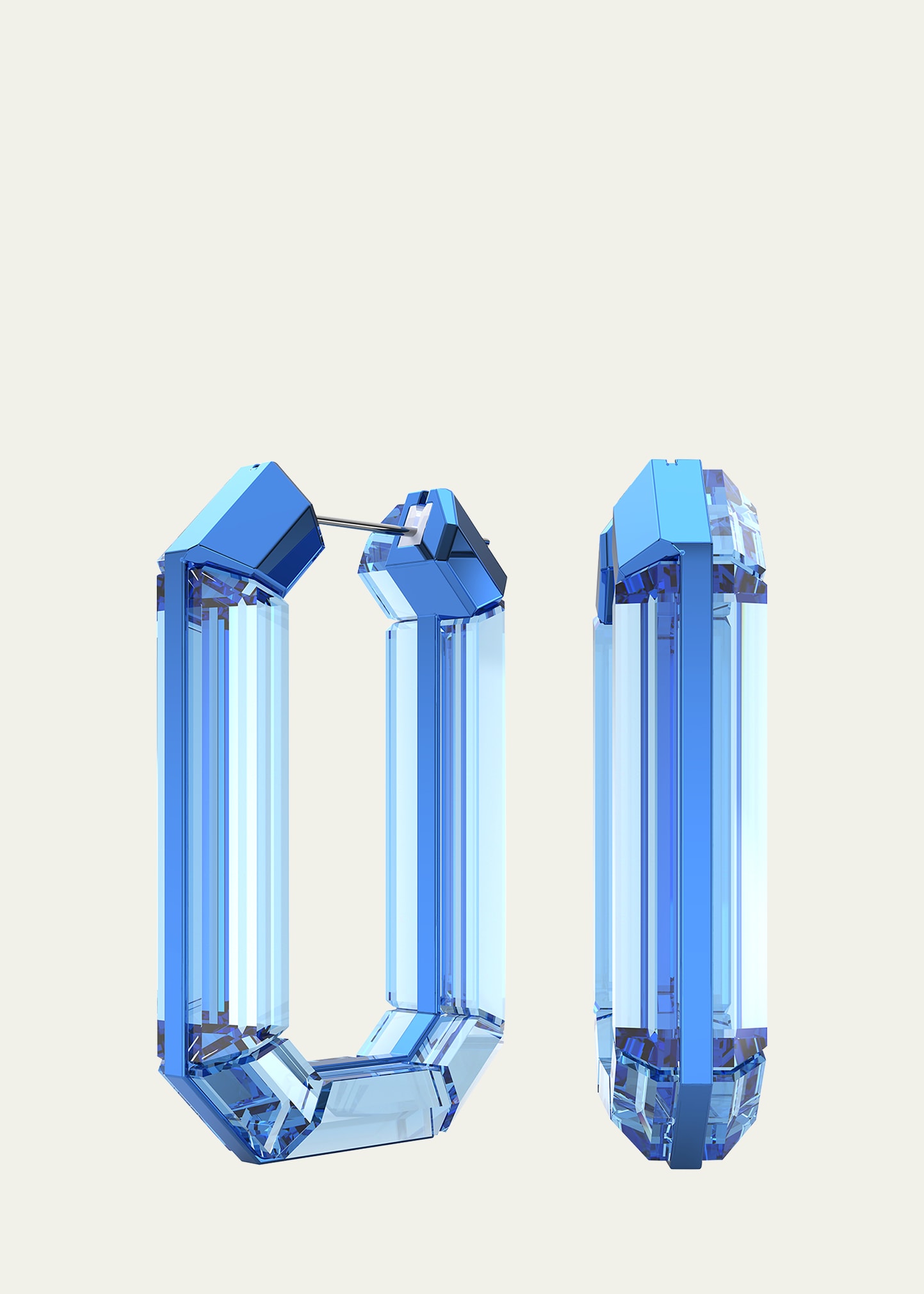 Swarovski ‘lucent' Crystal Rectangular Hoop Earrings In Blue