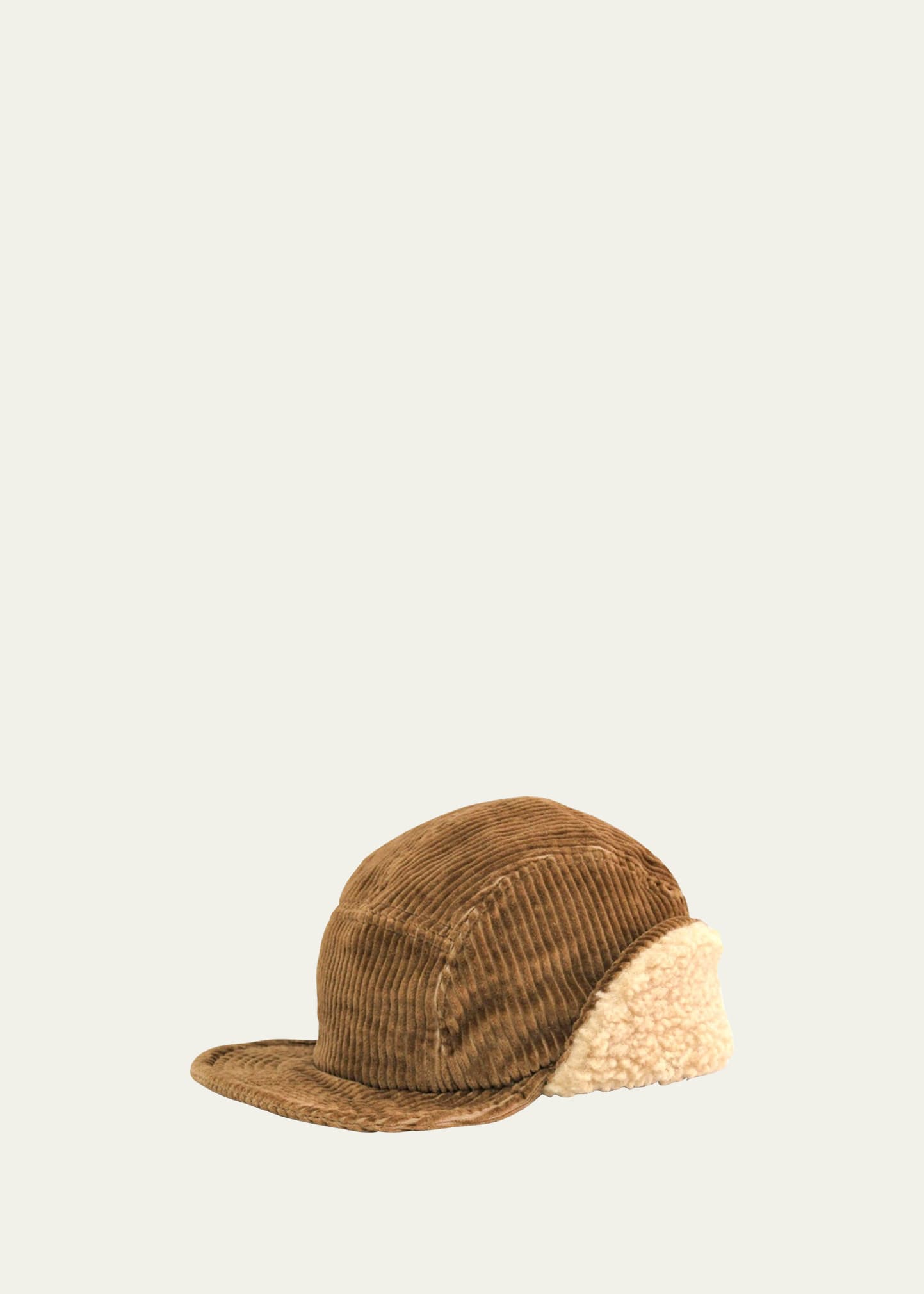 Cableami Men's Corduroy Cap With Fold-down Ear Warmers In Camel