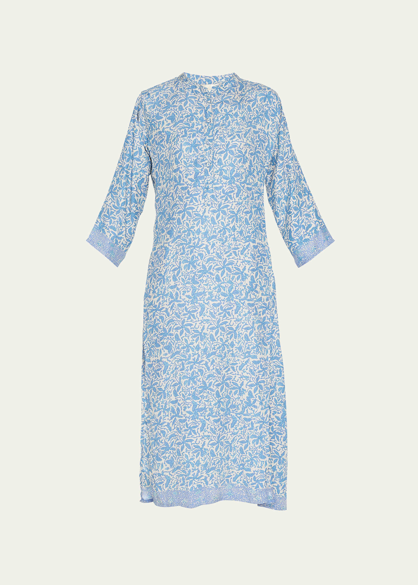 Isobel 3/4-Sleeve Floral Silk Midi Dress