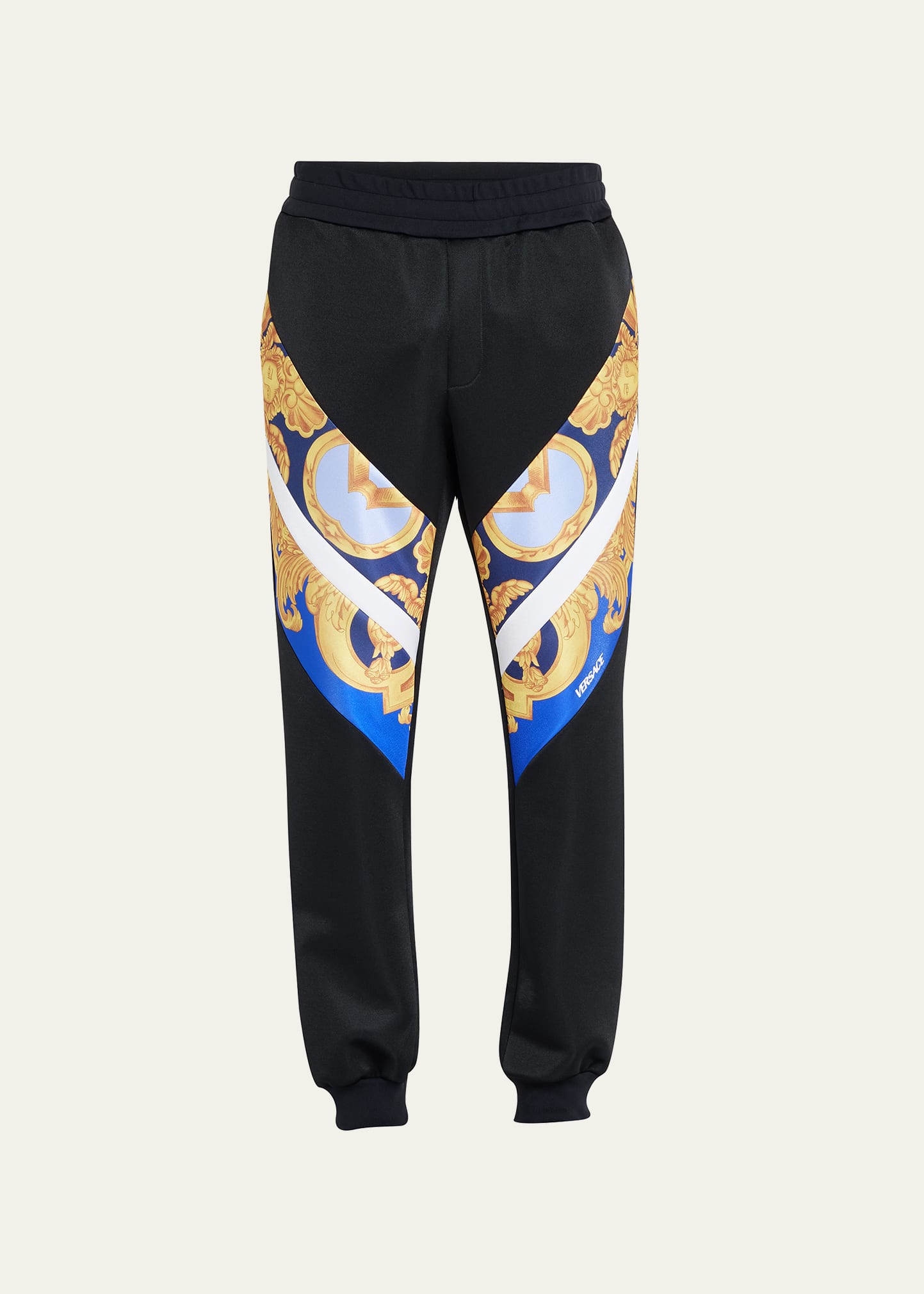 Versace Barocco Print Track Pants In Navycobaltgold