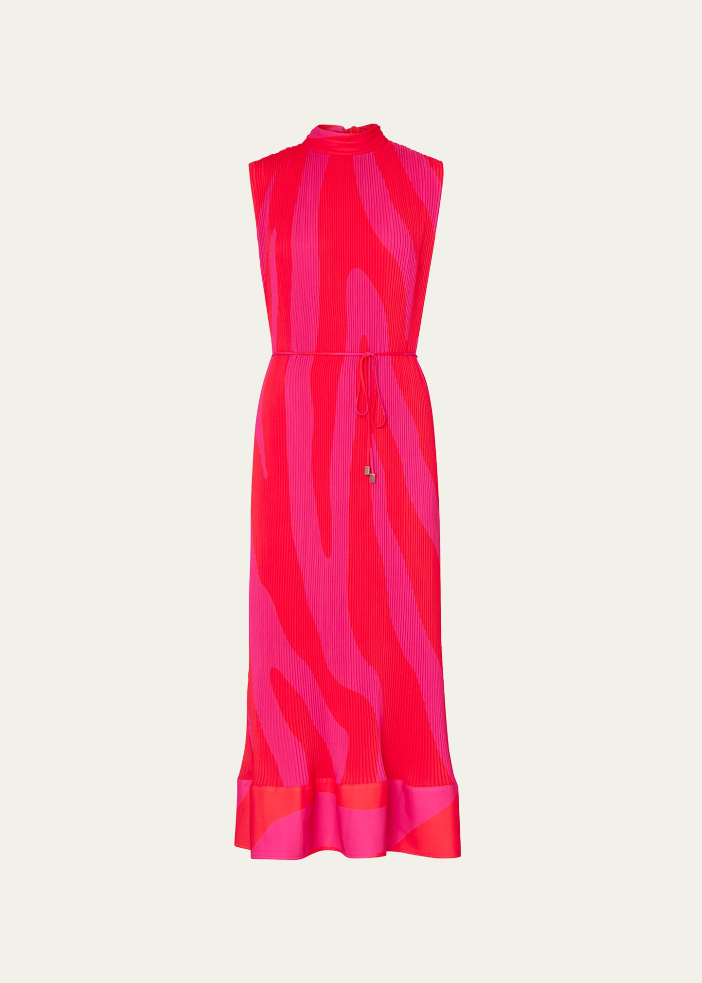 Milly Melina Pleated Zebra-Print Midi Dress