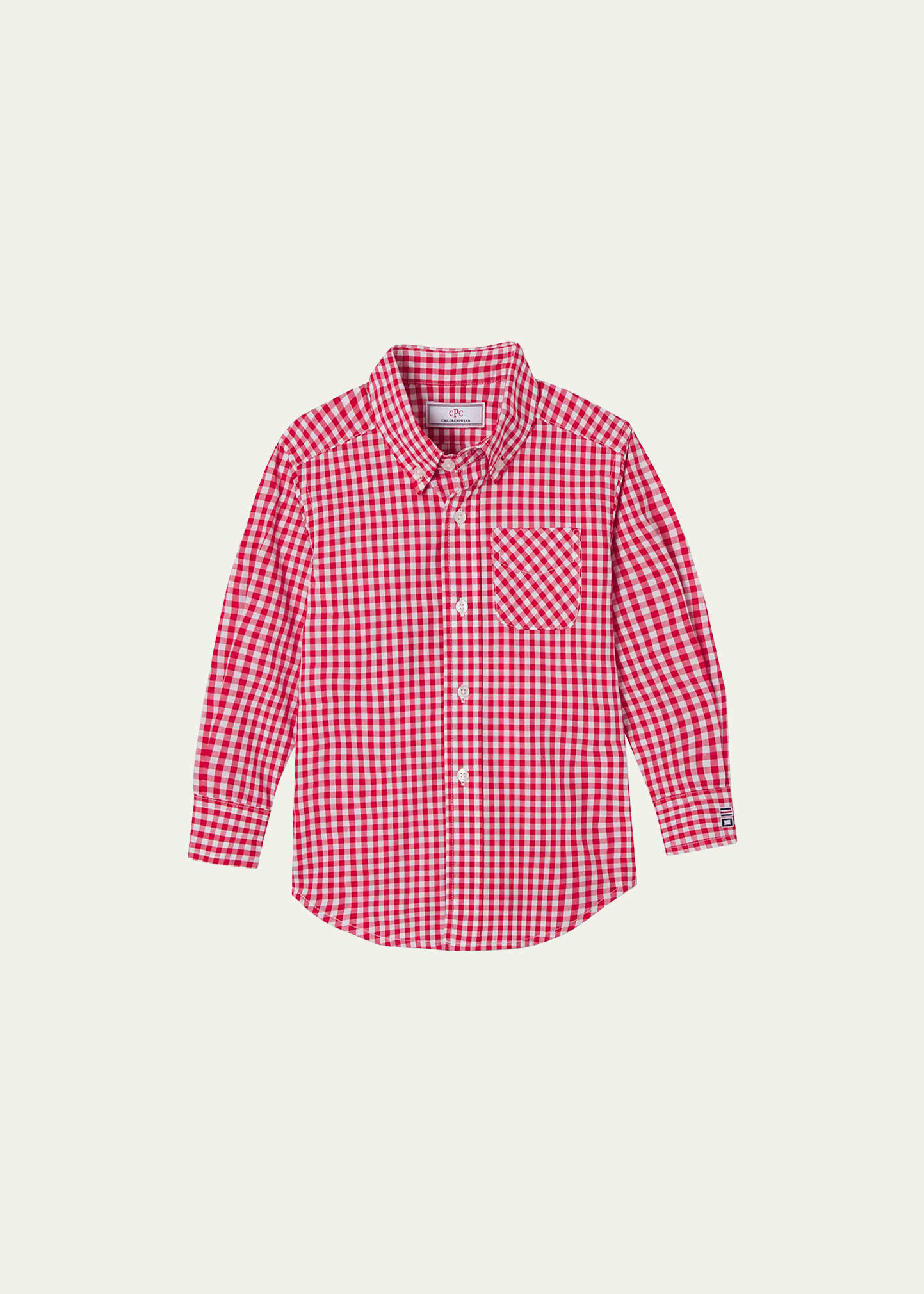 Classic Prep Childrenswear Kids' Boy's Owen Button Down Gingham-print Shirt In Crimson Gingham