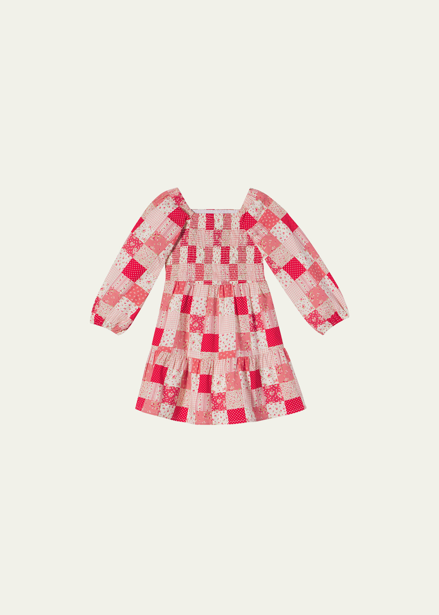 Classic Prep Childrenswear Kids' Girl's Hattie Tiered Patchwork-print Dress In Love Patchwork Cr