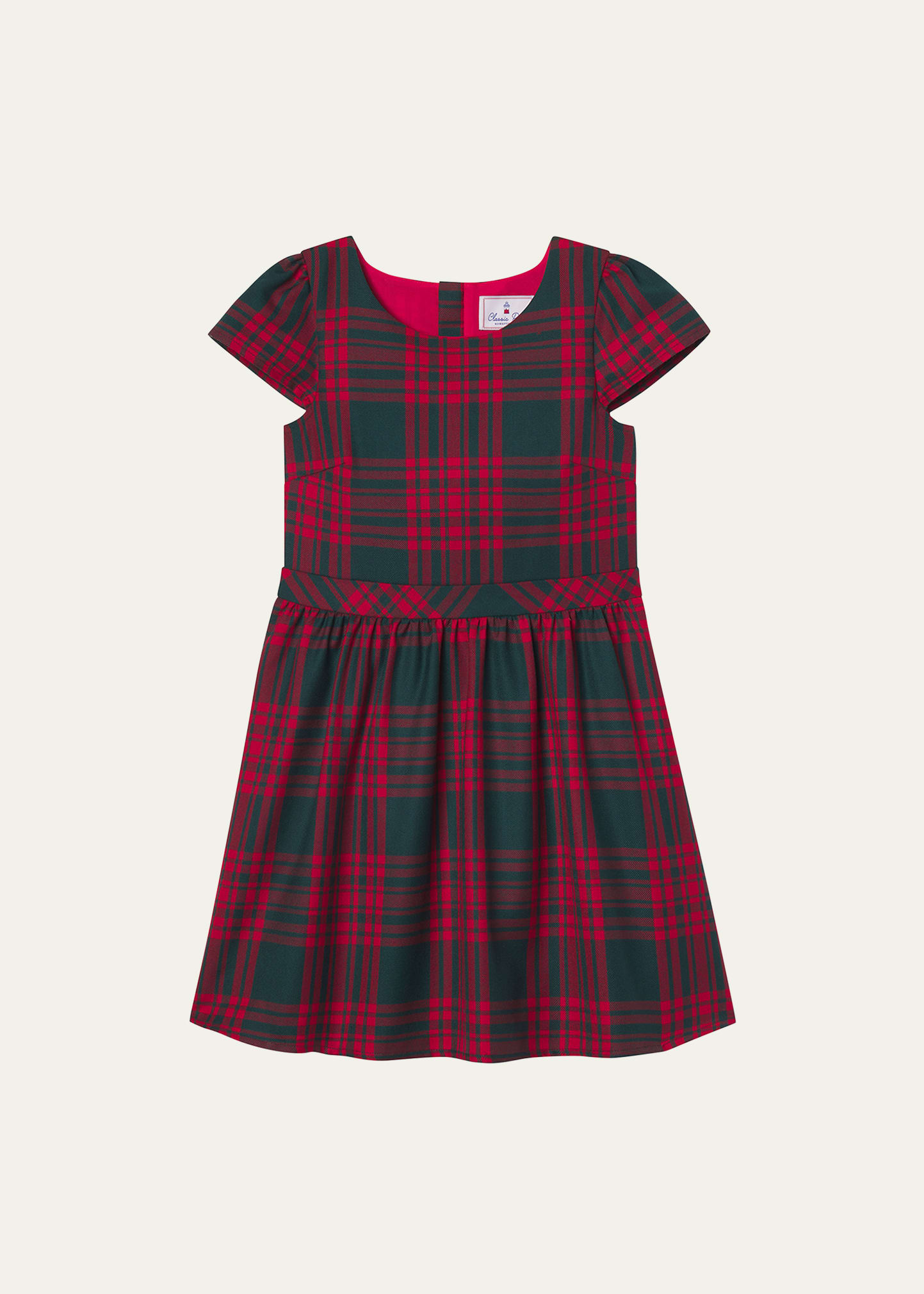 Shop Classic Prep Childrenswear Girl's Tilly Tartan Holiday Dress In Hunter Tartan