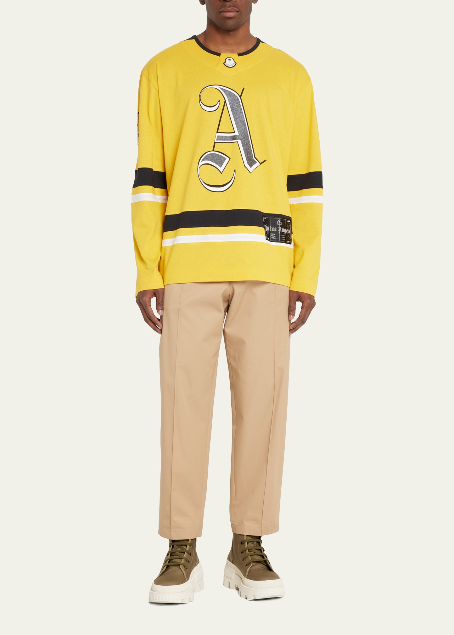Men's 8 Moncler Palm Angels Gothic Hockey Jersey
