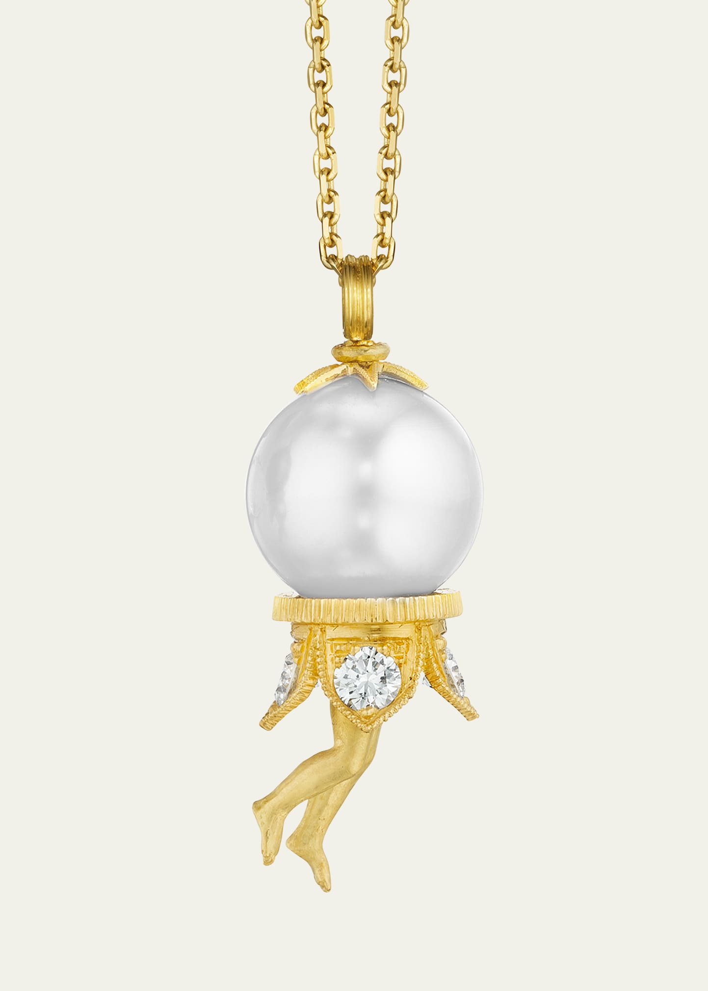 Anthony Lent Bosch Pearl Pendant Necklace In 18k Gold In Yg