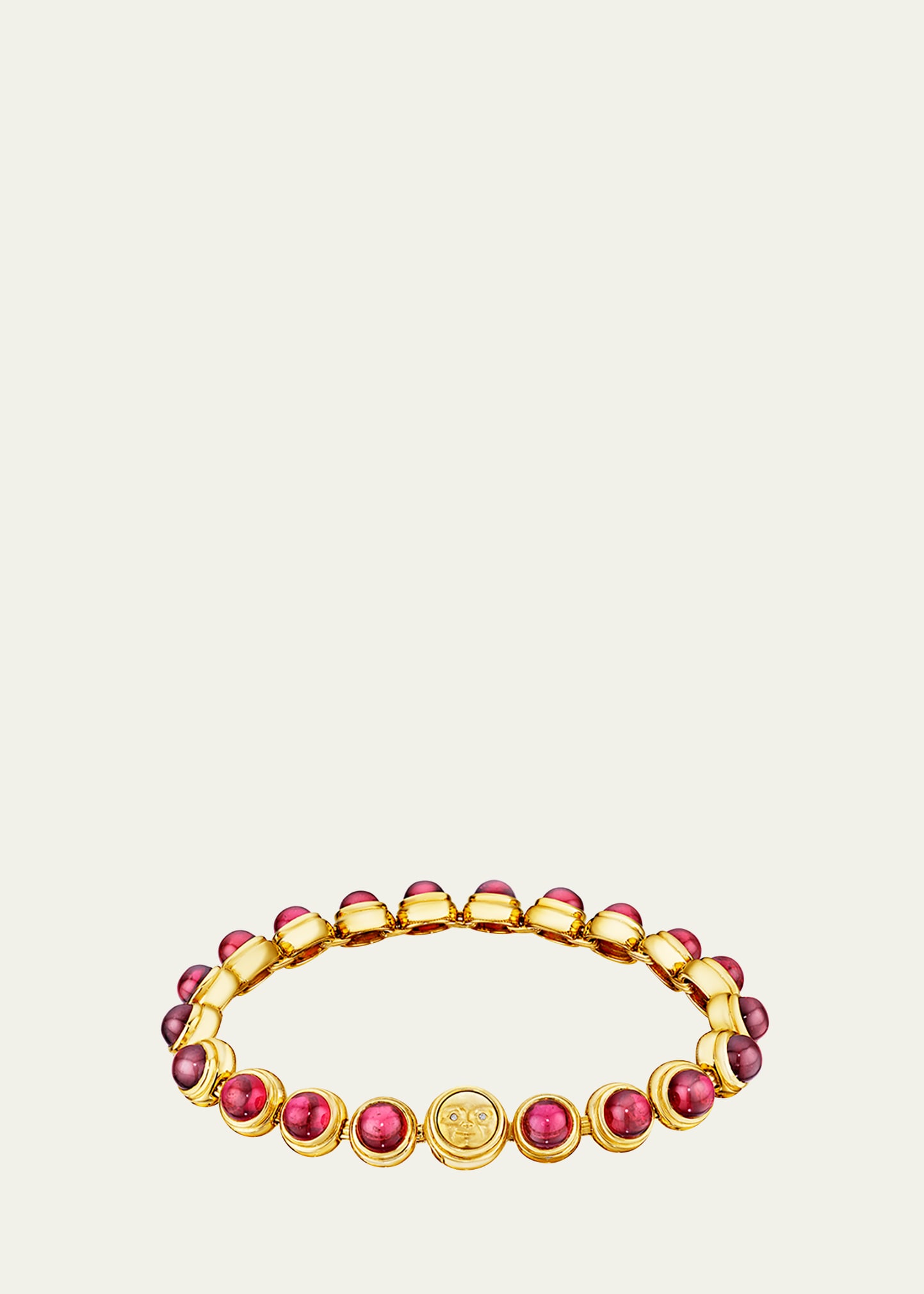 Moon Chain Bracelet in 18K Gold and Garnet