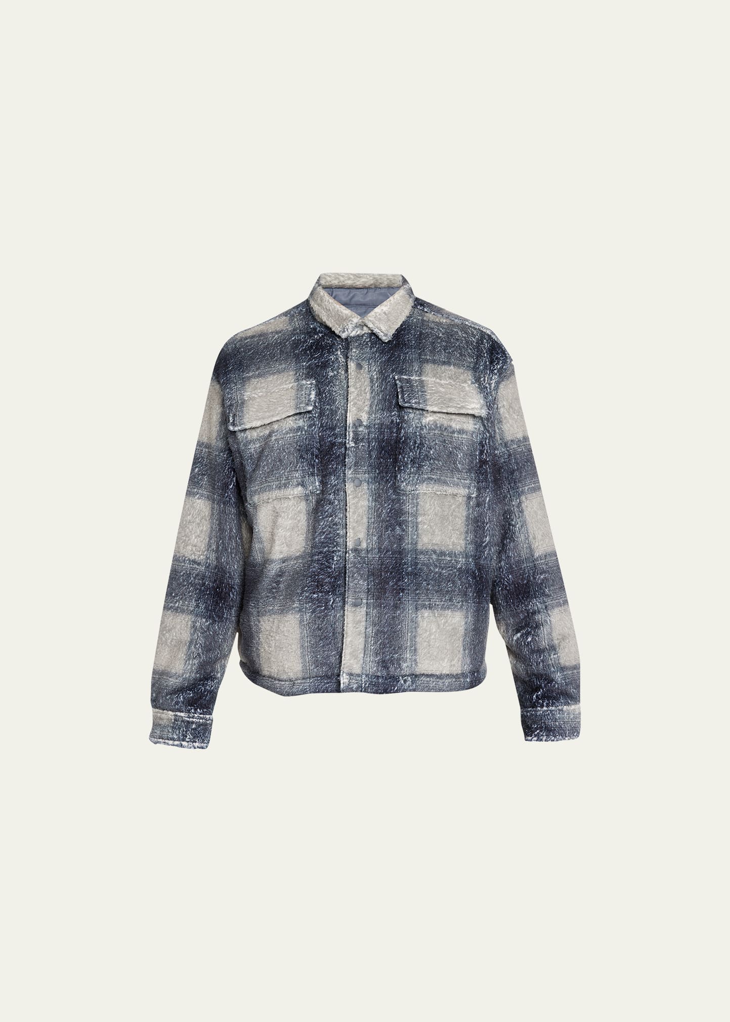 Stampd Men's Plaid Cropped Sherpa Jacket | Smart Closet