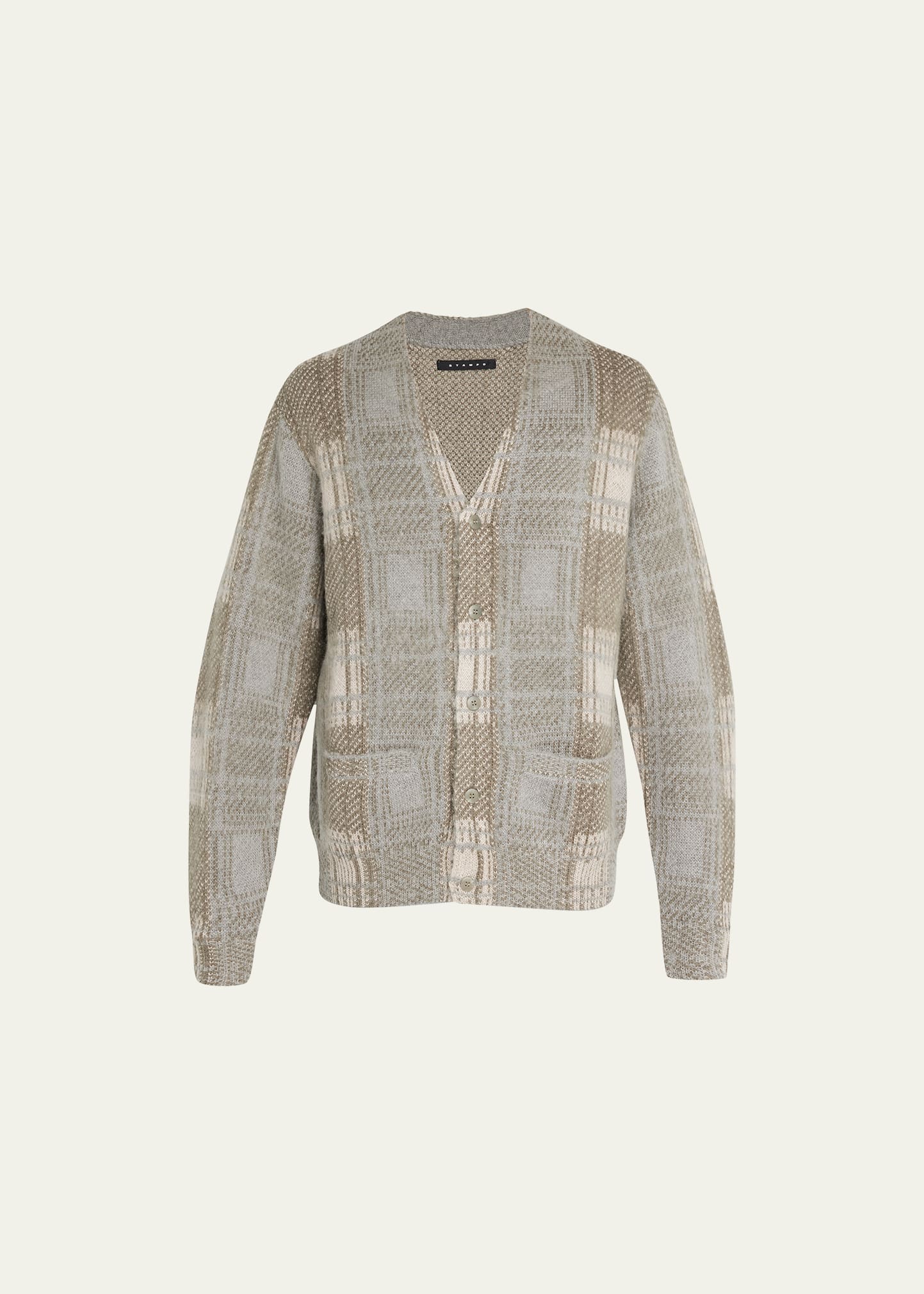 Stampd Men's Plaid Mohair-blend Cardigan In Plaid Print | ModeSens