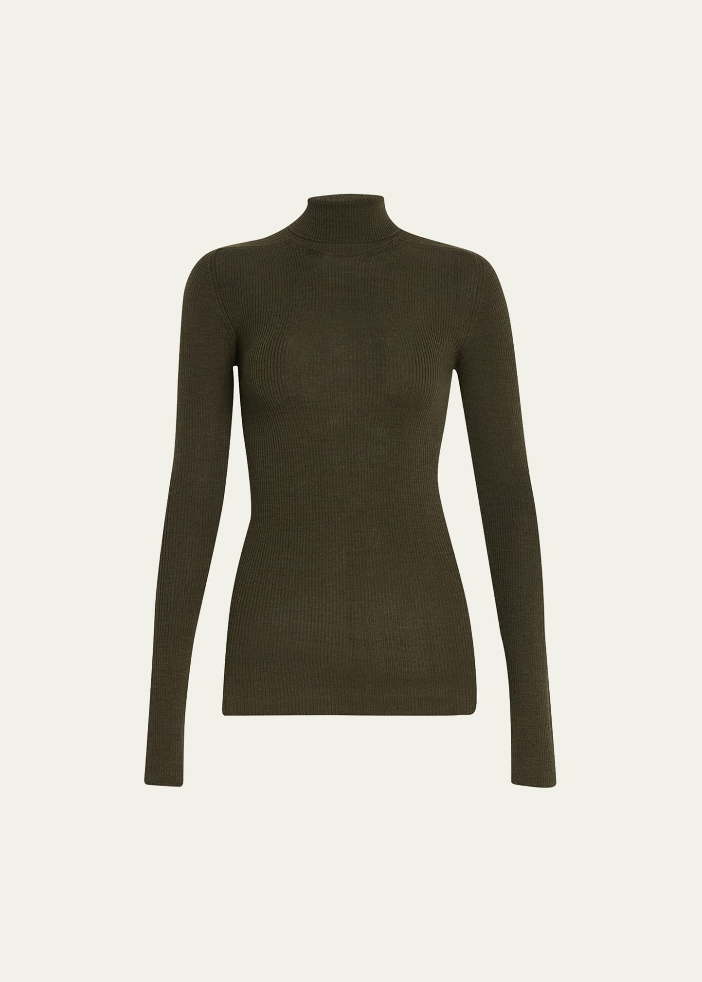 Finely ribbed turtleneck sweater