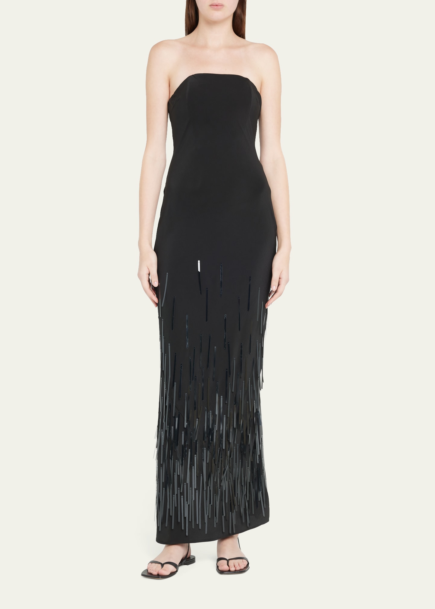 CULT GAIA ANISA STRAPLESS EMBELLISHED SILK COLUMN GOWN