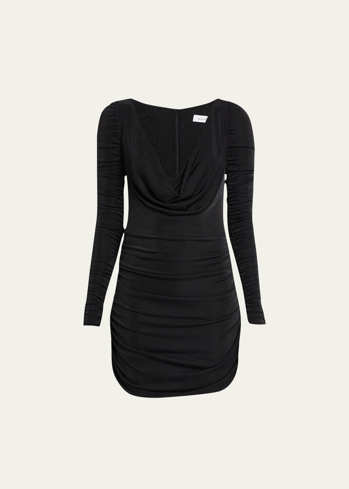 Aliétte Ruched Body-con Mini Cocktail Dress In Black