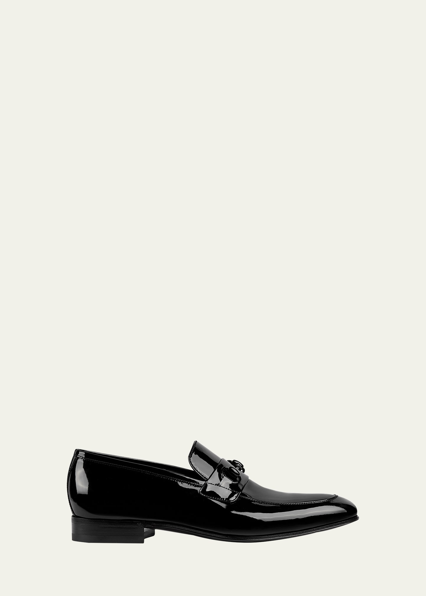 Shop Gucci Men's Ed Patent Leather Bit Loafers In Black