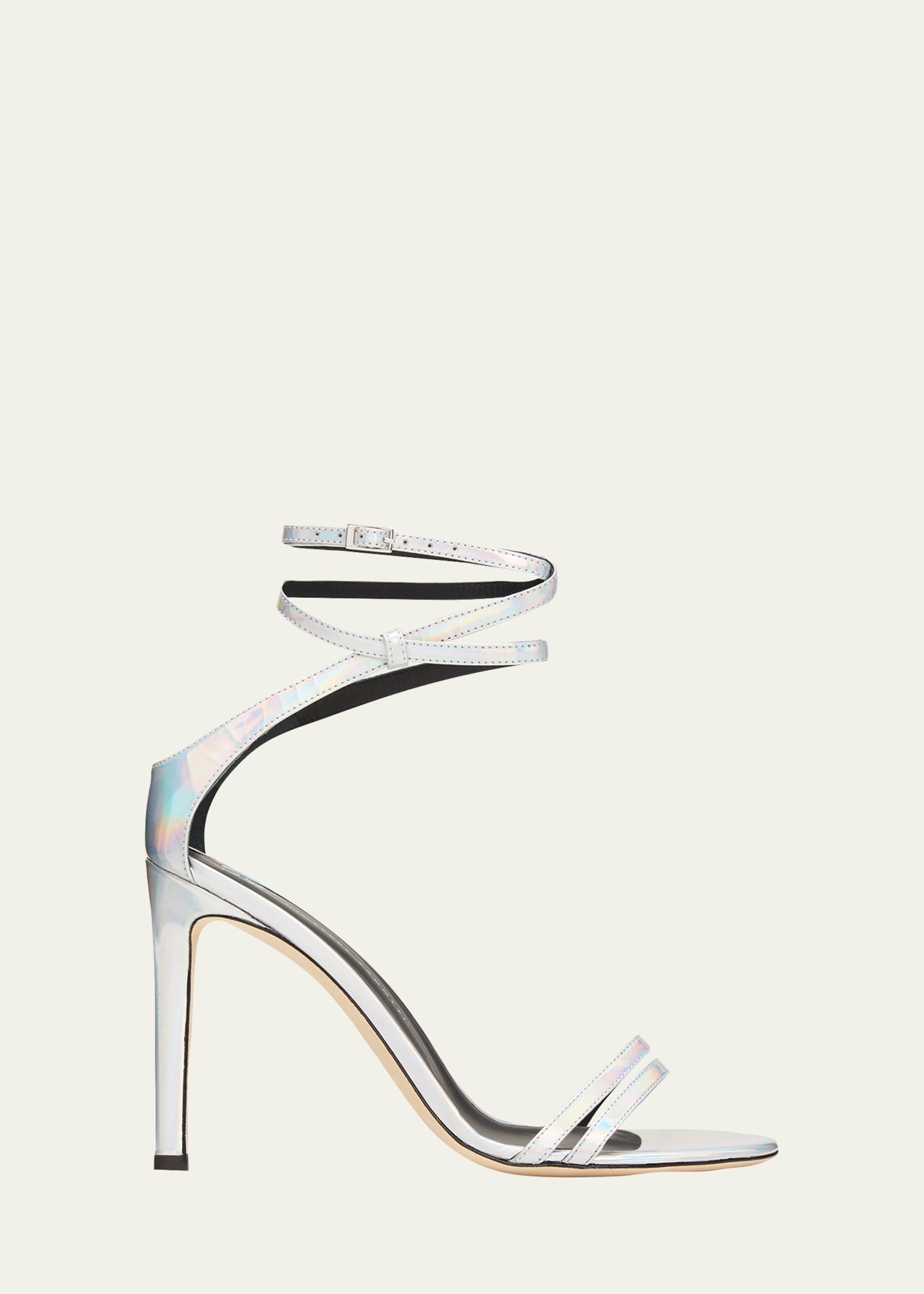 Metallic Leather Ankle-Strap Sandals