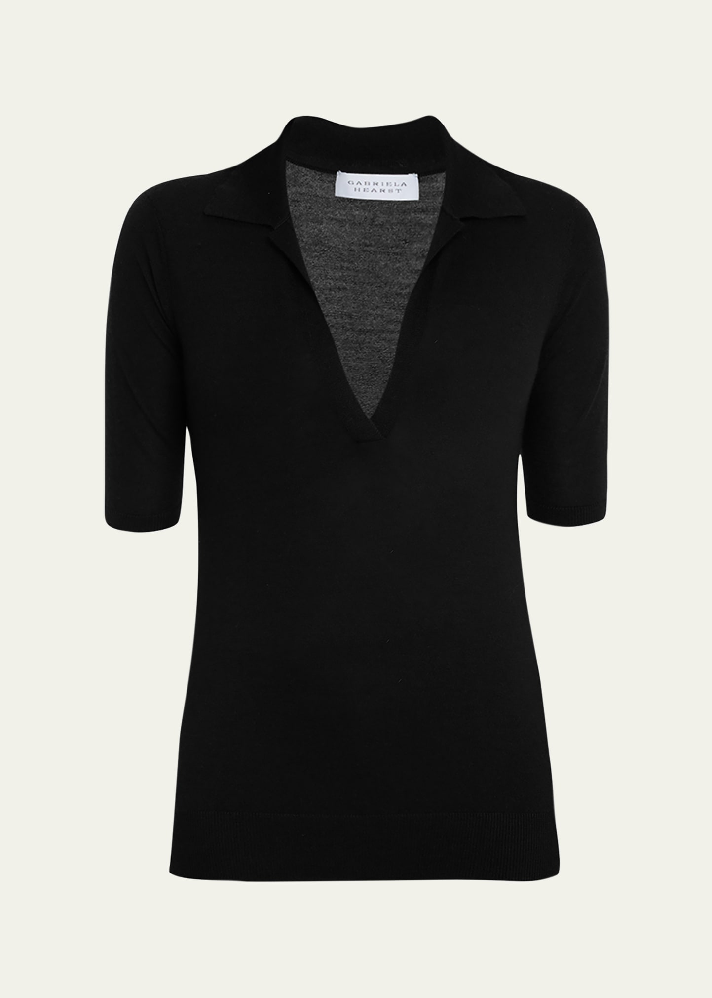 Gabriela Hearst Frank Cashmere Polo Top In Heather Grey