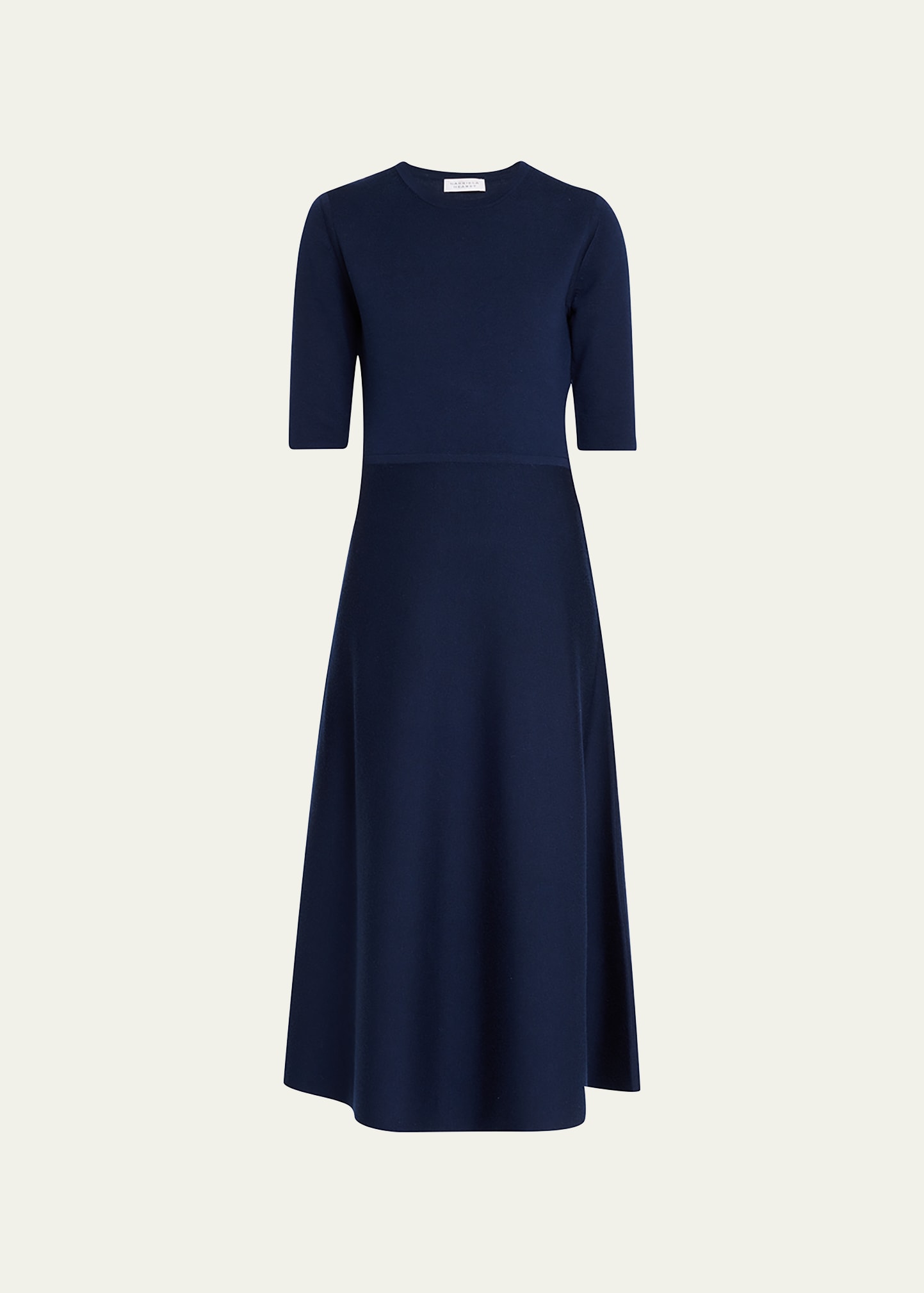 Shop Gabriela Hearst Seymore Cashmere Blend Midi Dress In Dark Navy