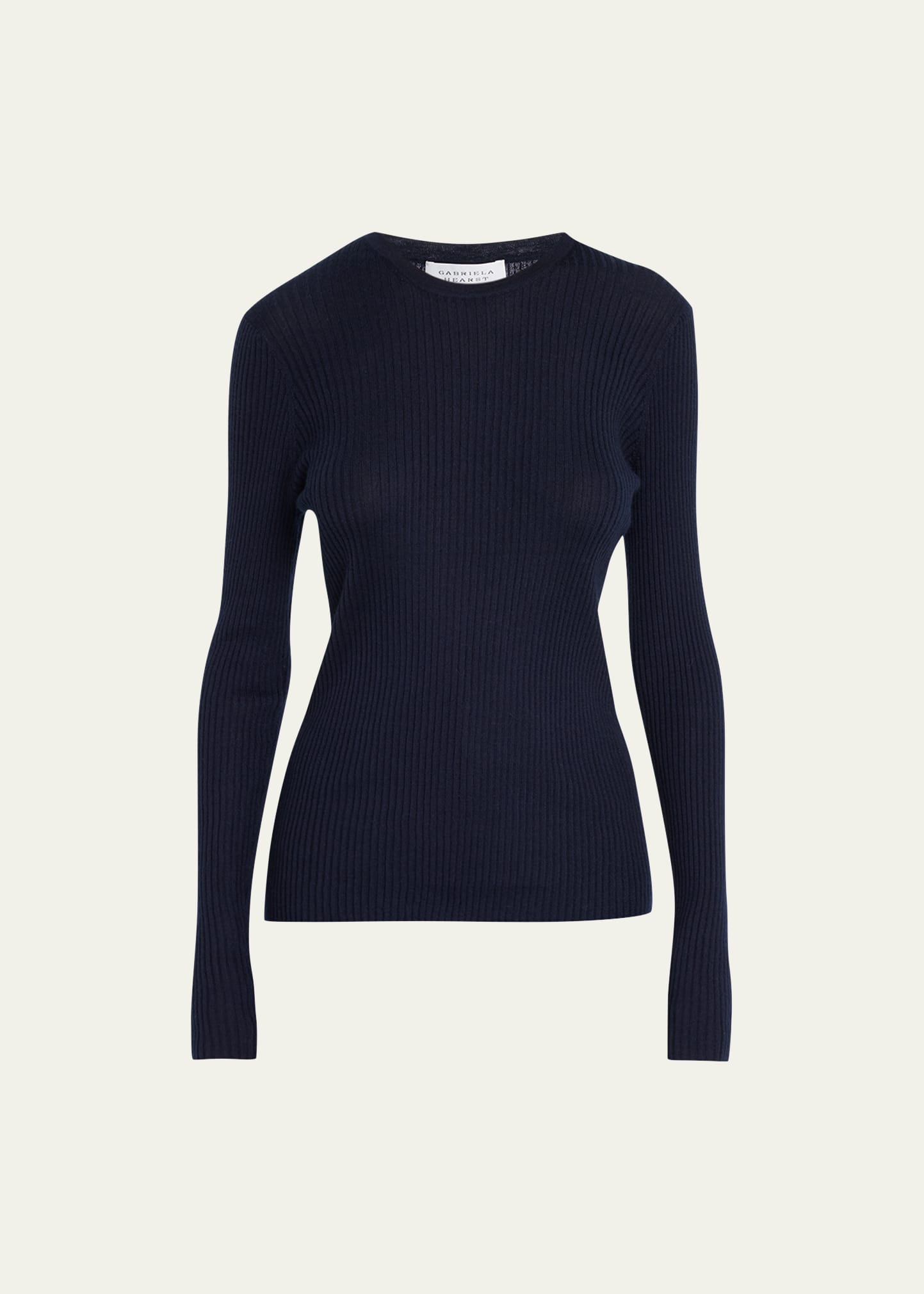 Shop Gabriela Hearst Browning Cashmere Ribbed Top In Dark Navy