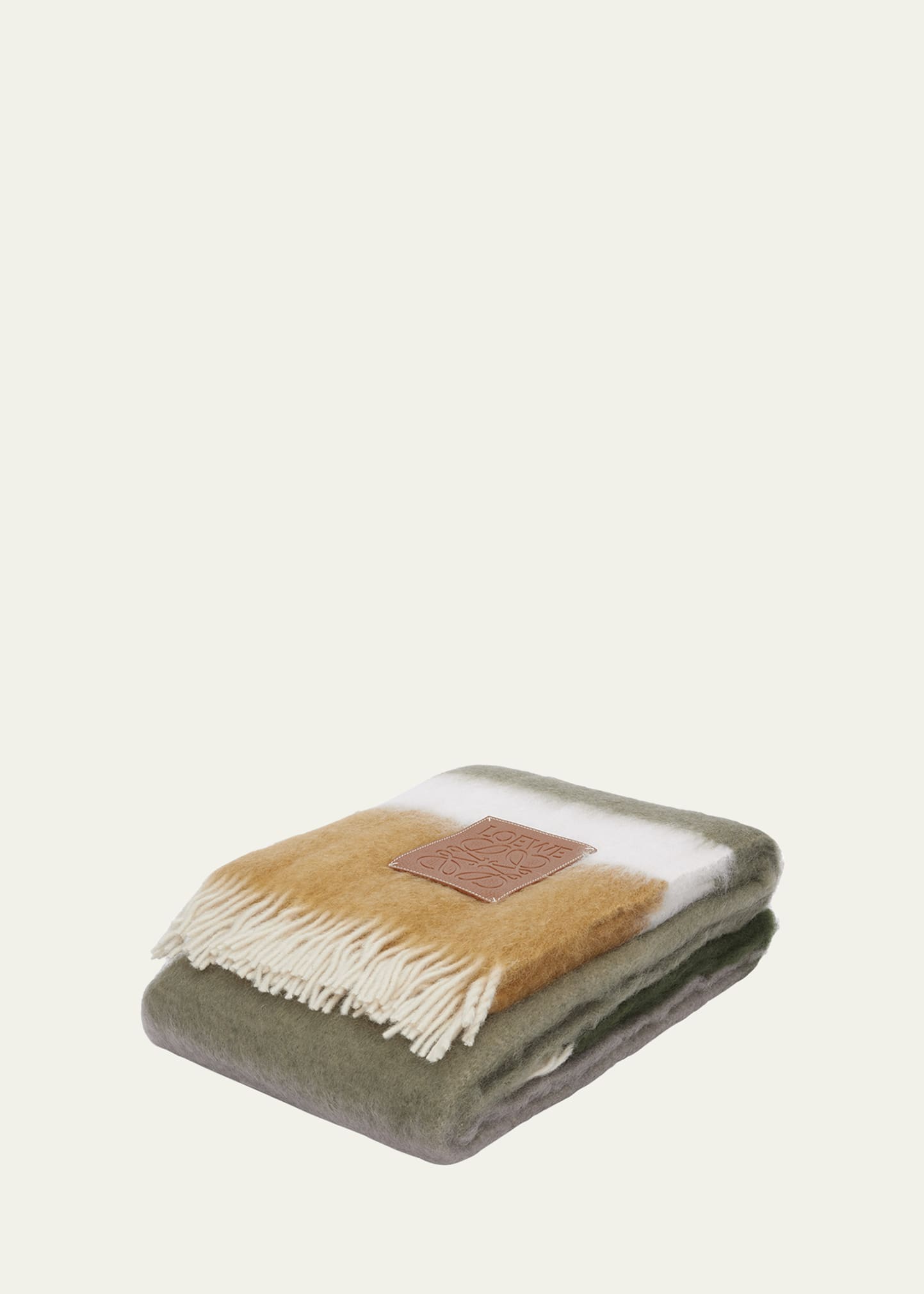 Loewe Stripe Mohair-blend Throw Blanket In Avocado Gr