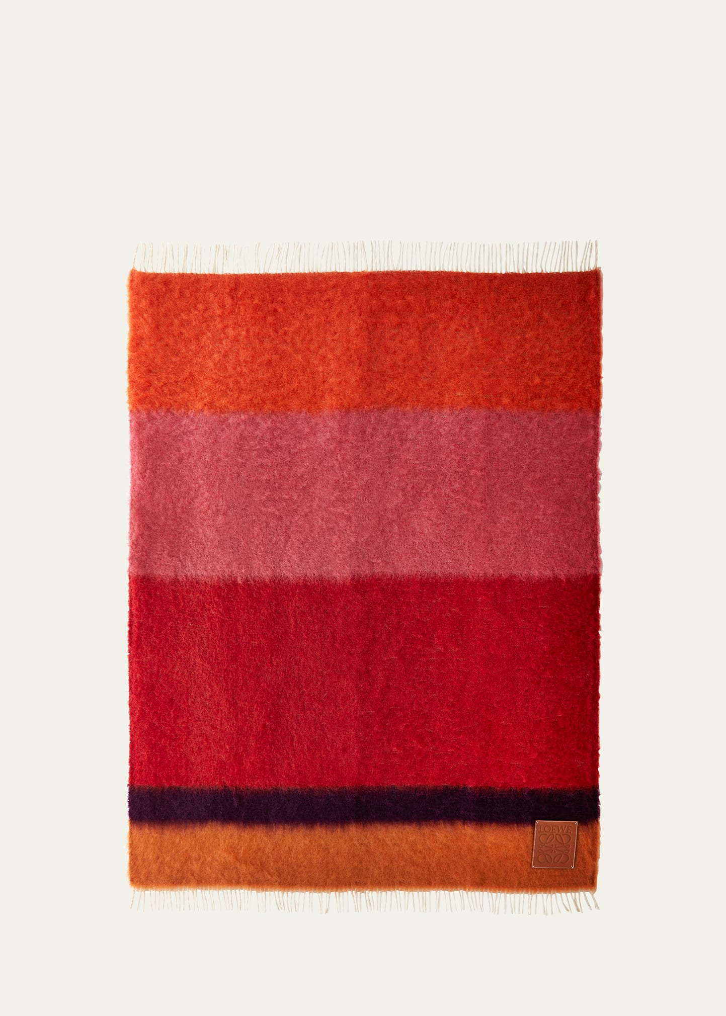Loewe Stripe Mohair-blend Throw Blanket In Red/multic