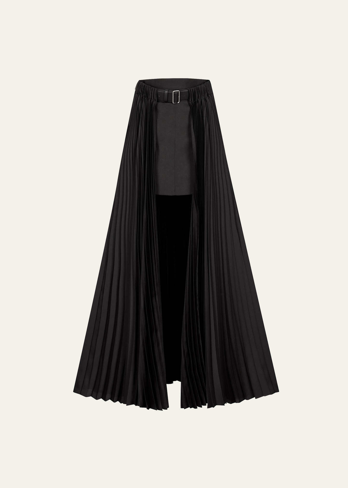 Peter Do Leather Belted Pleated Skirt In Black