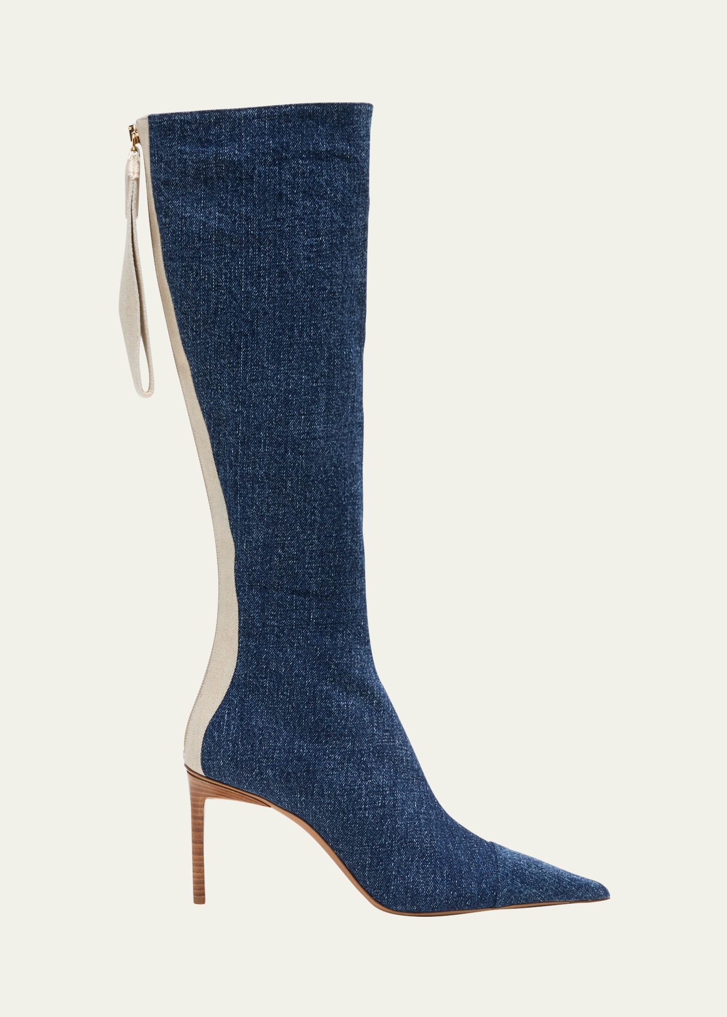 Jacquemus Cordao Denim Knee Boots In Blue
