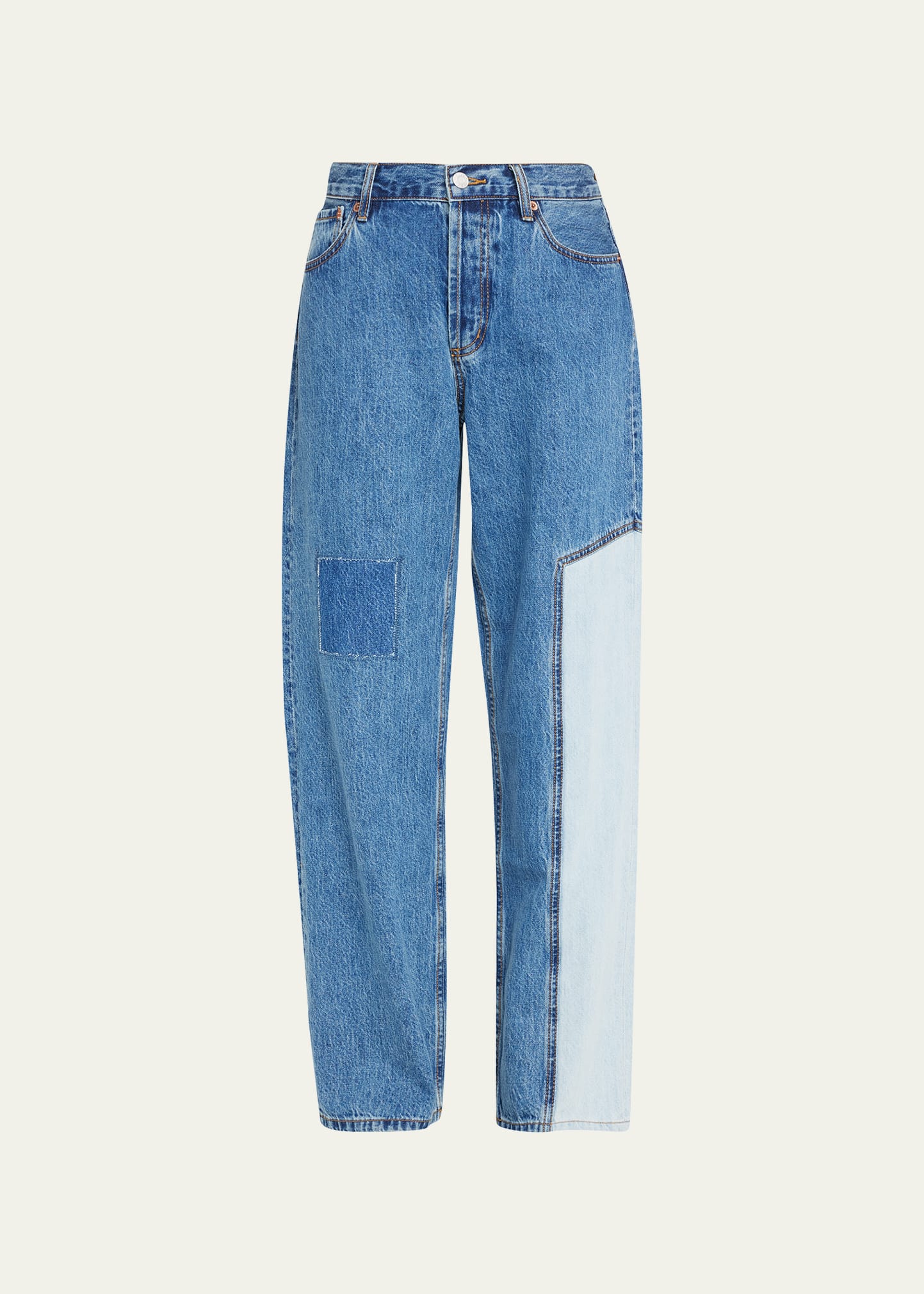 Skater Patchwork Straight-Leg Jeans