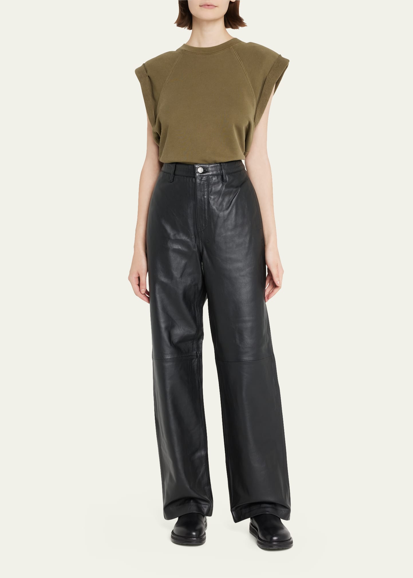 KSUBI CROSSIN HIGH-RISE STRAIGHT LEATHER PANTS