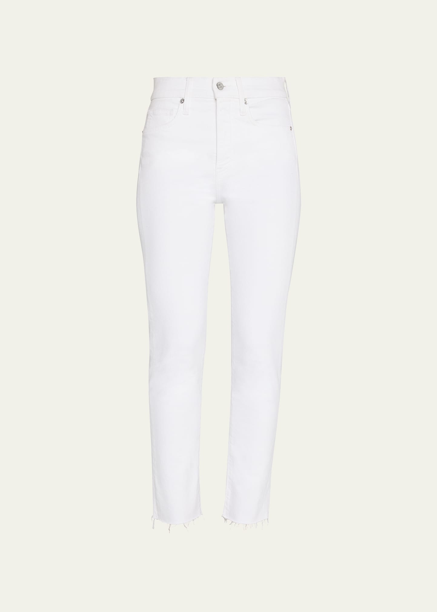 Veronica Beard Jeans Carly Kick Flare Raw Hem Ankle Jeans In White