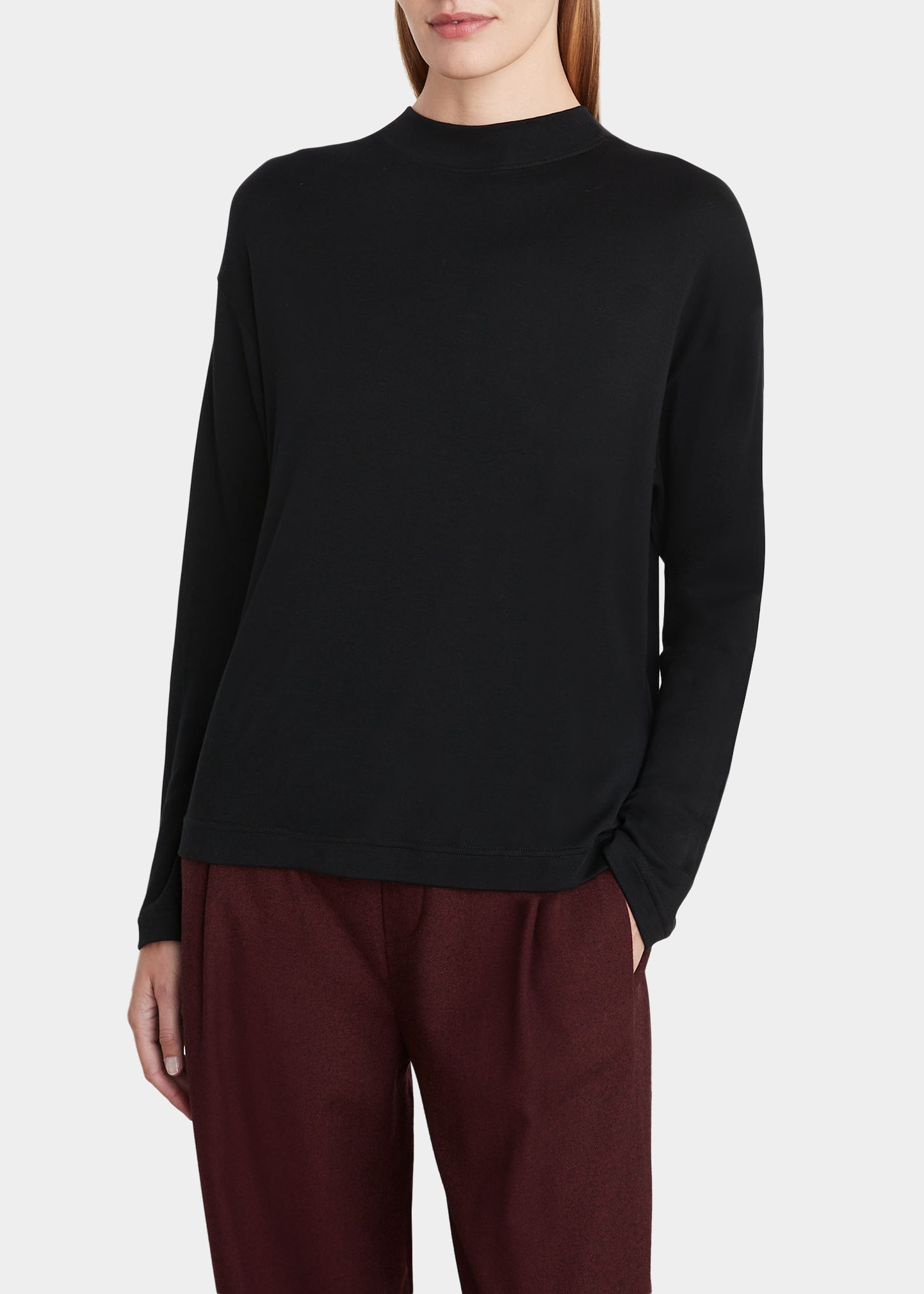 Mock-Neck Cotton Sweatshirt