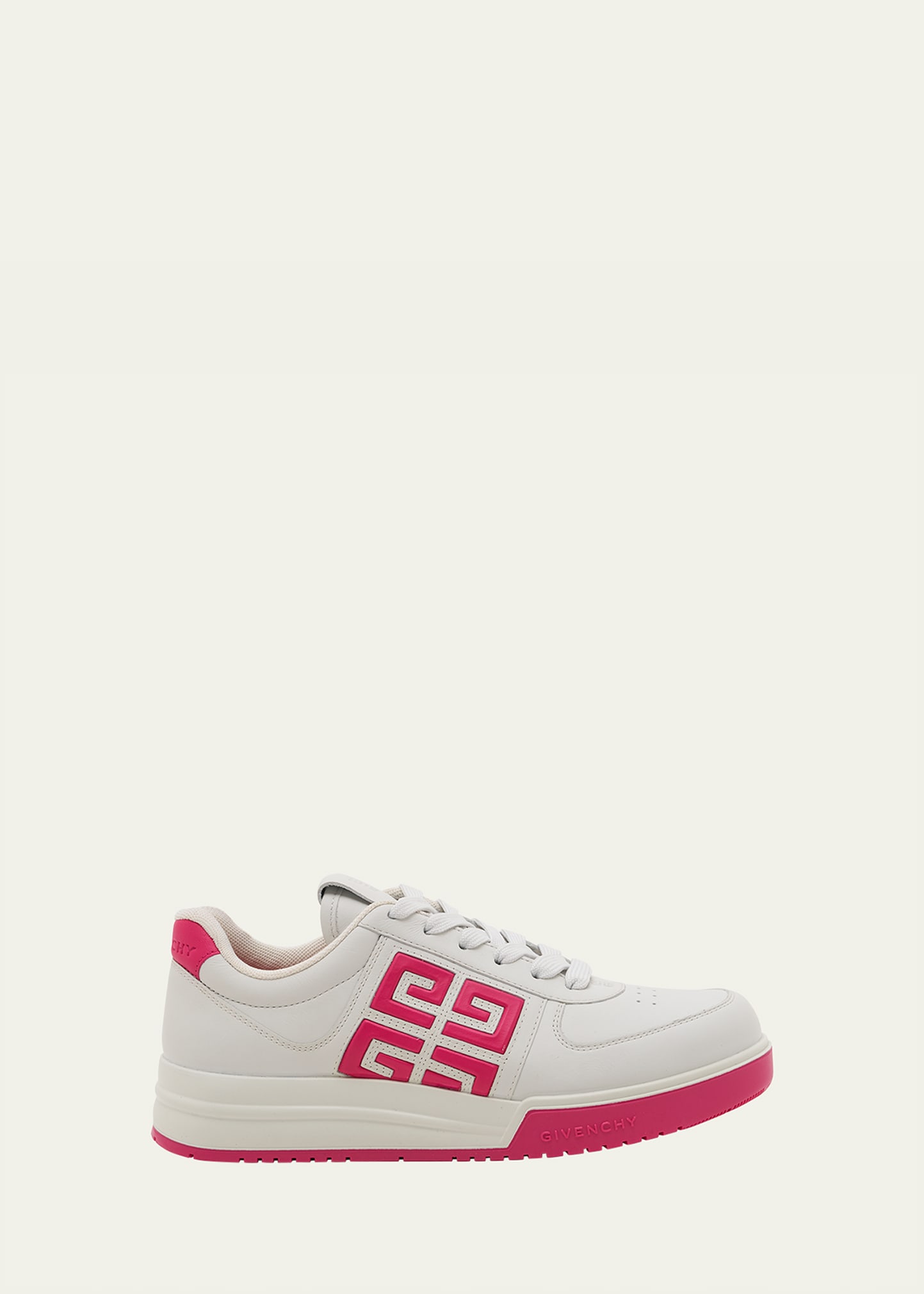 Givenchy Low-top 4g Leather Sneakers In Whitefuschia