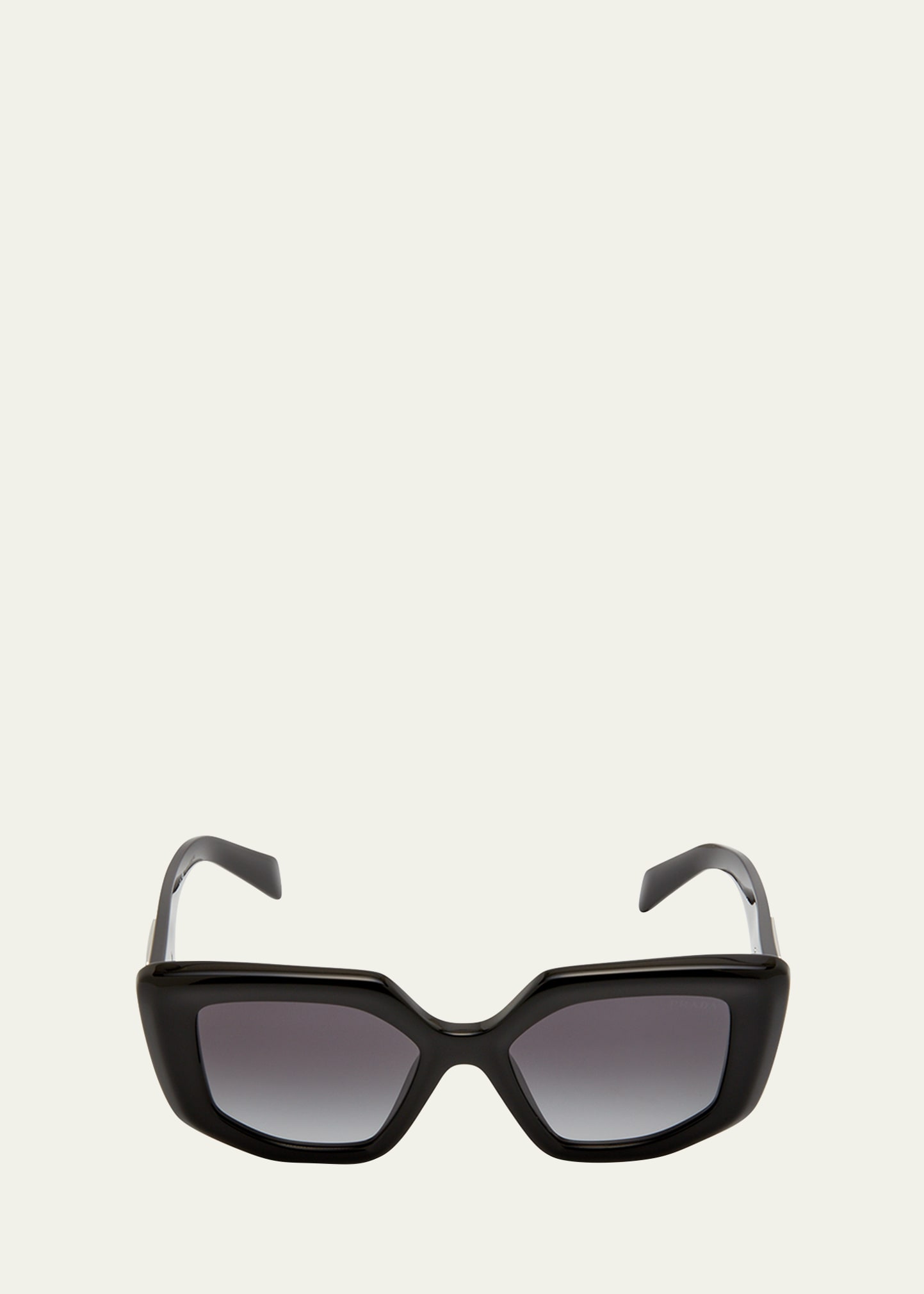 Prada Logo Emblem Acetate Cat-eye Sunglasses In Black