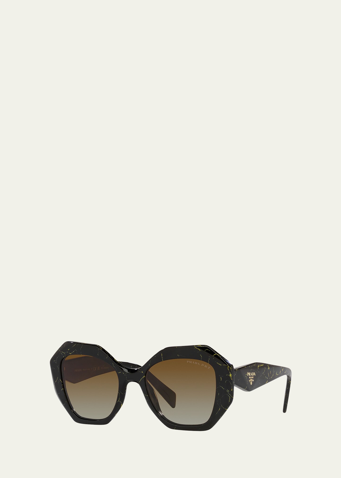 Prada 53mm Polarized Sunglasses In Black Marble