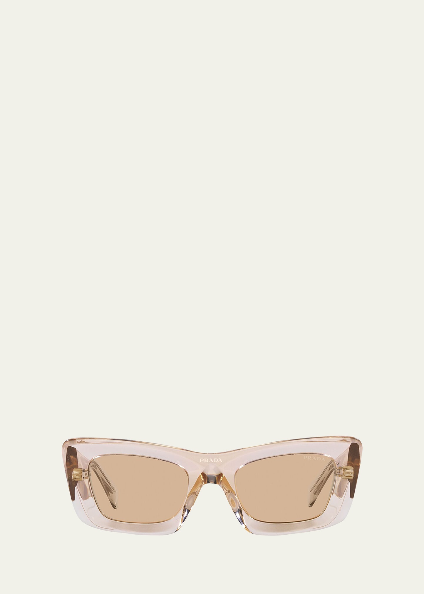 Shop Prada Rectangular Marble Acetate Cat-eye Sunglasses In Lite Brown