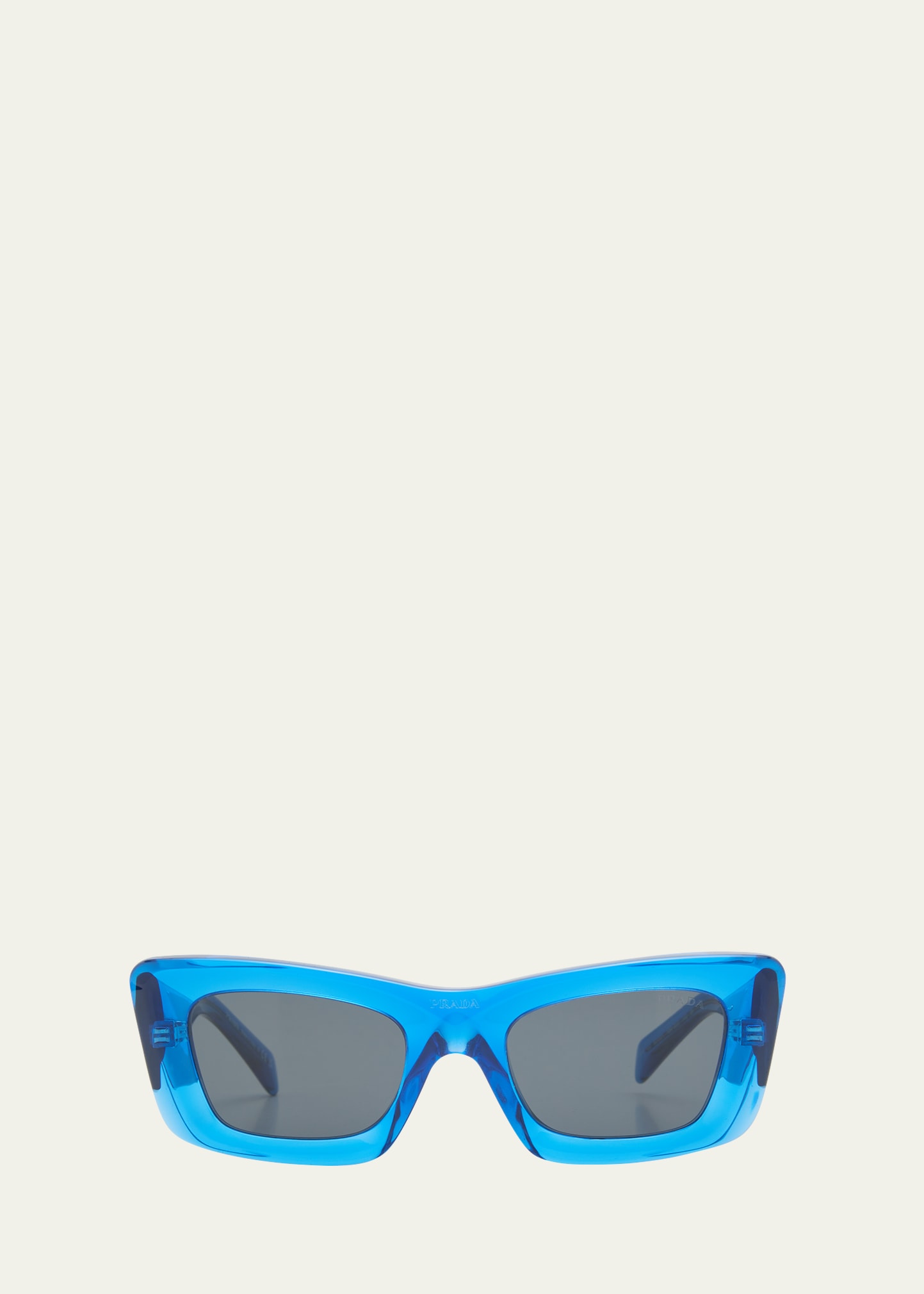 Prada Rectangular Marble Acetate Cat-eye Sunglasses In Blue