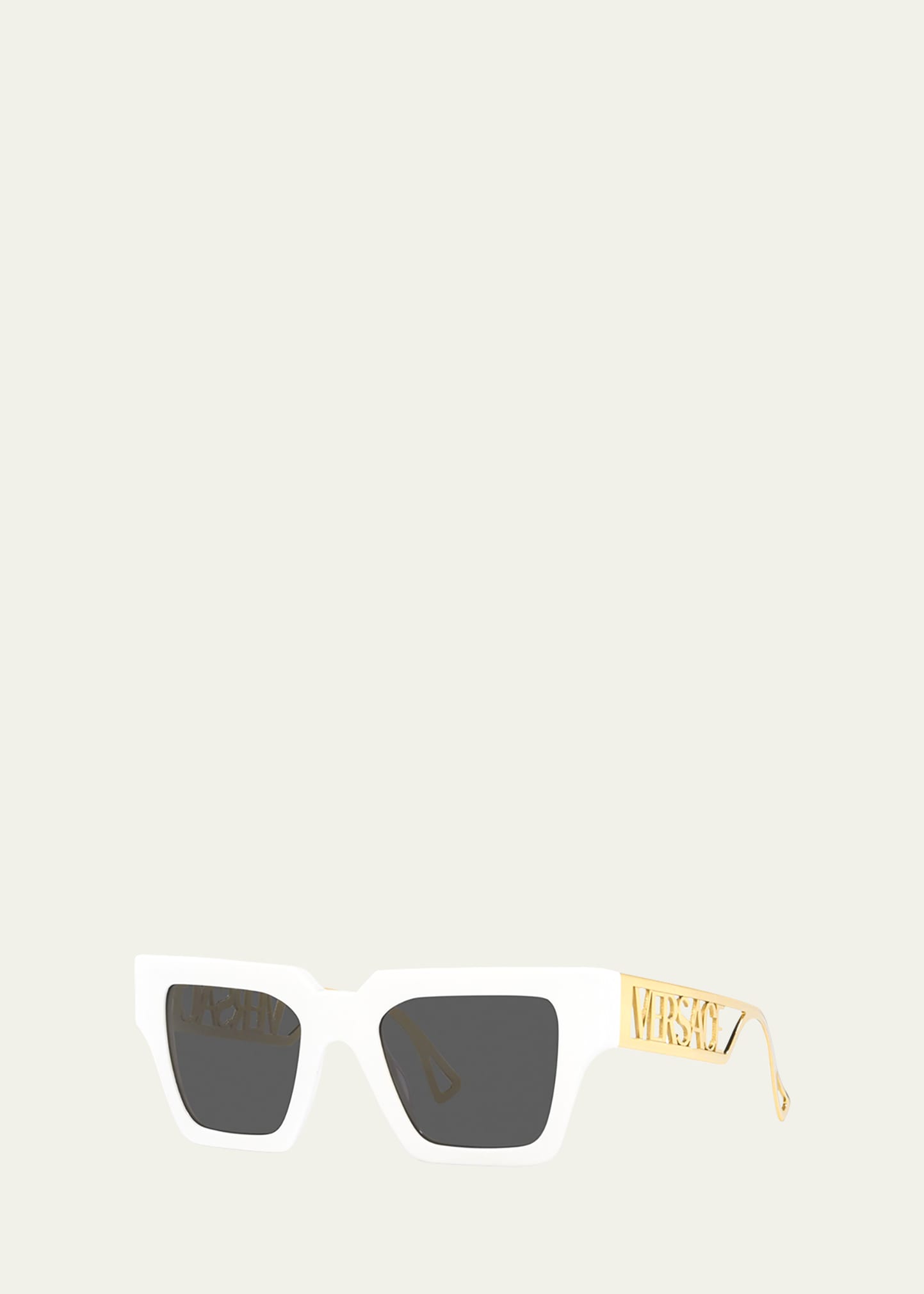 Versace Oversized Logo Square Acetate Sunglasses In White