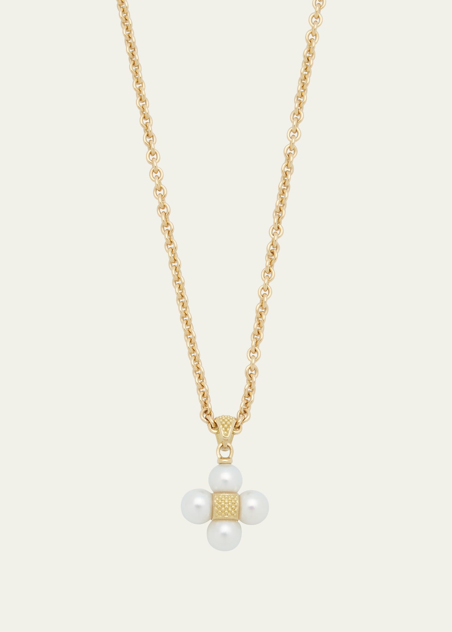 Yellow Gold Sequence Pendant with Pearl