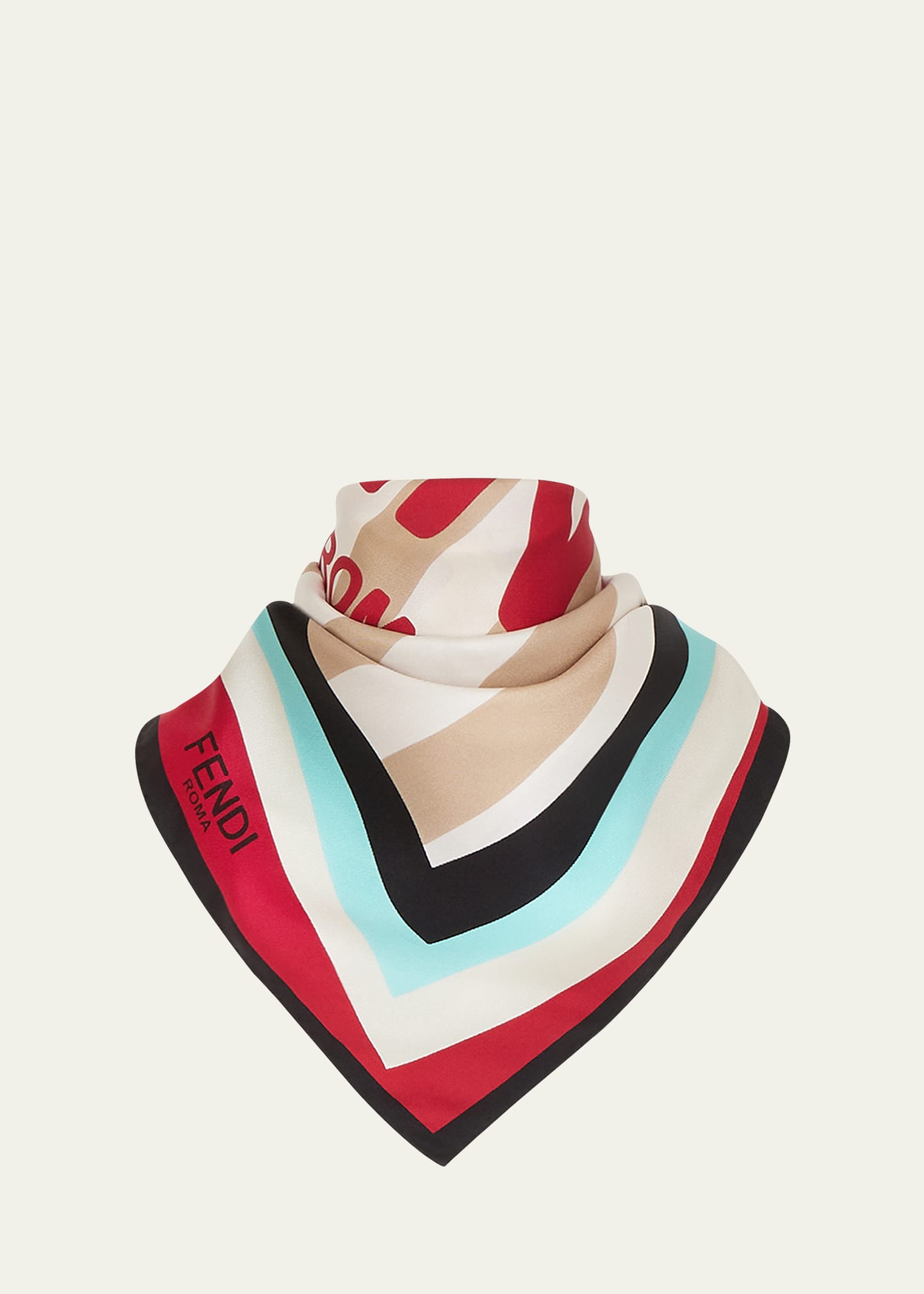 Logo Striped Silk Foulard