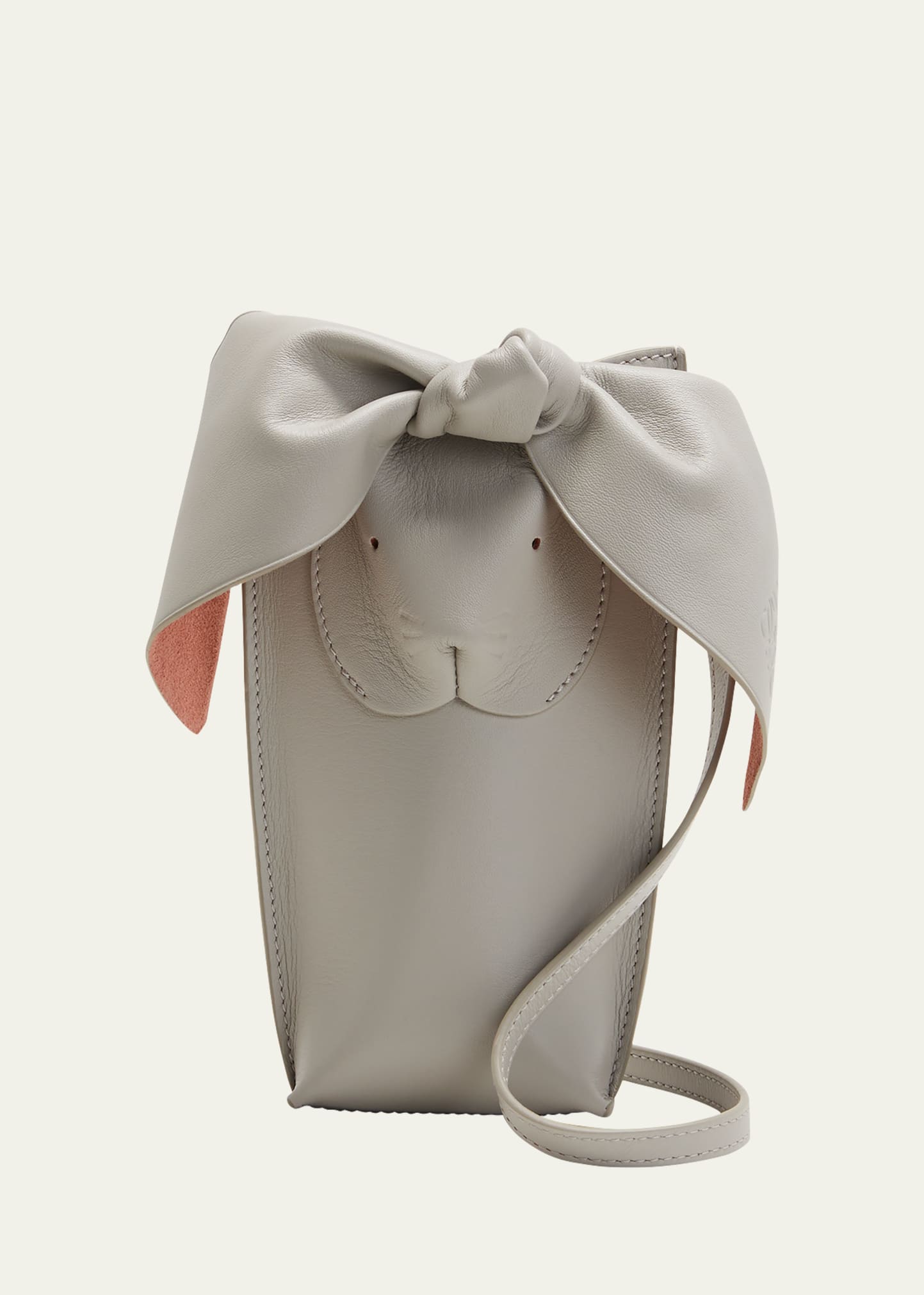 Loewe Bunny Pocket Leather Shoulder Bag In Ghost