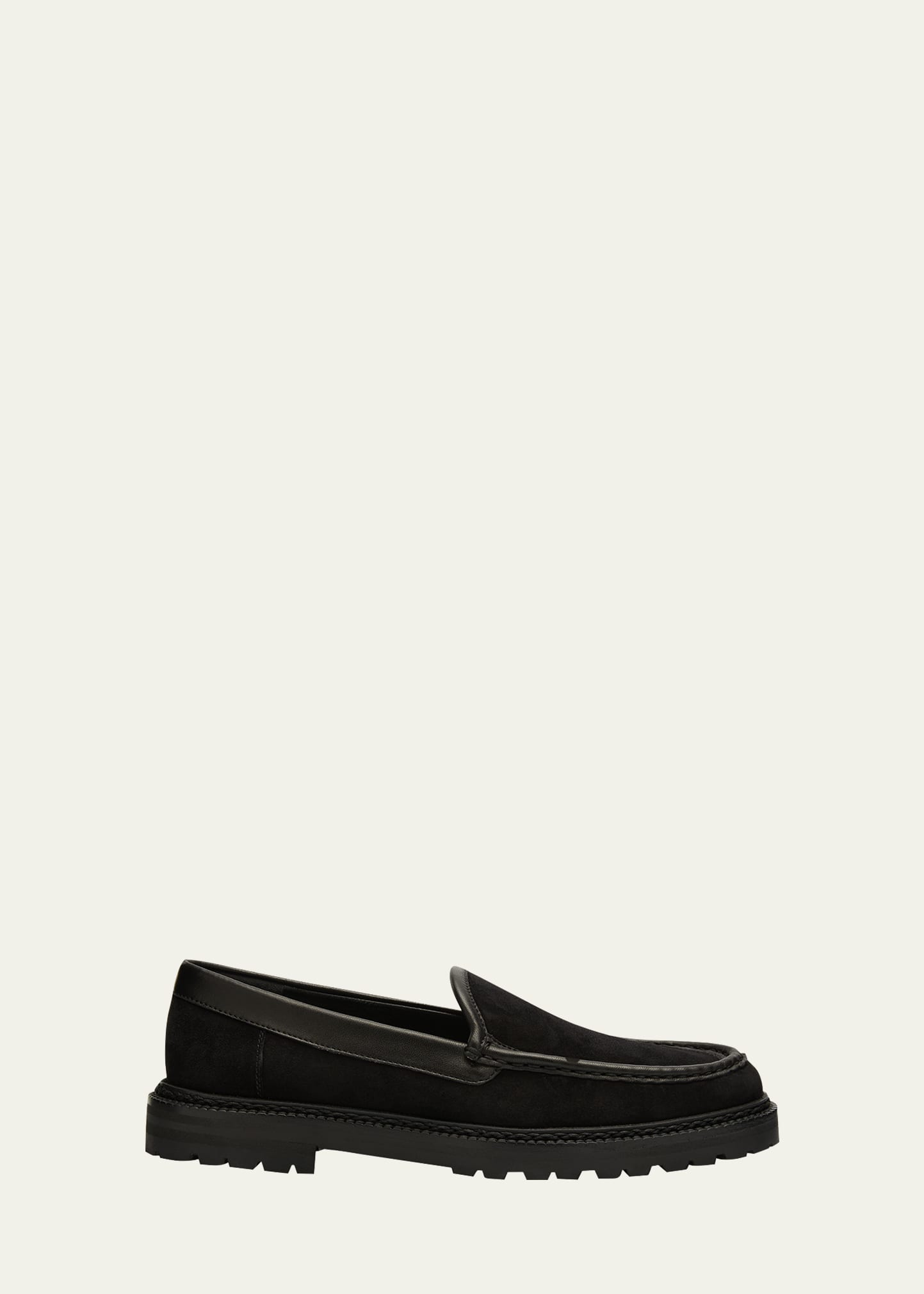 Manolo Blahnik Dineralo Suede And Lambskin Loafers In Blck0015