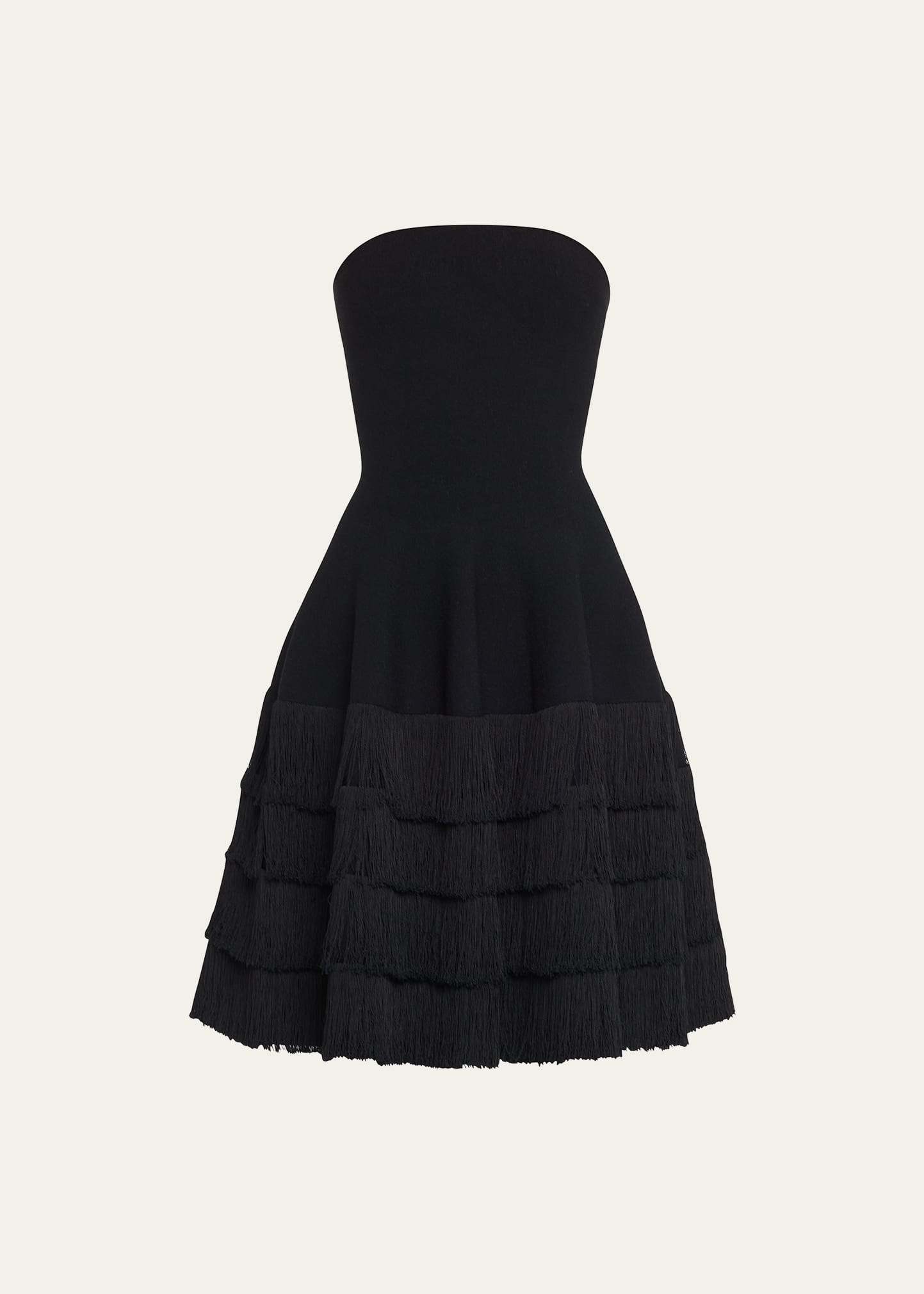 Proenza Schouler Sculpted Mini Dress W/ Fringe Trim In Black