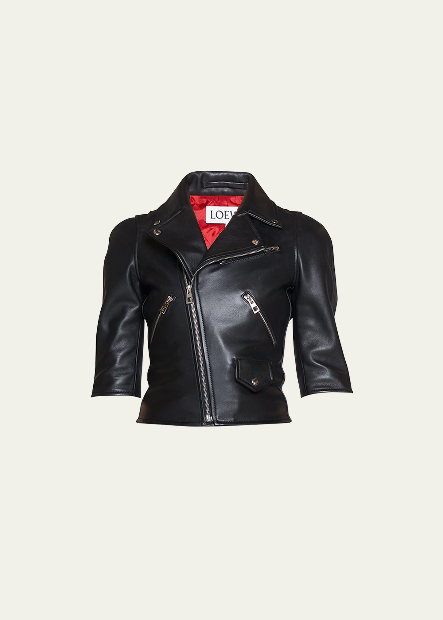 Loewe Short Biker Jacket In Black
