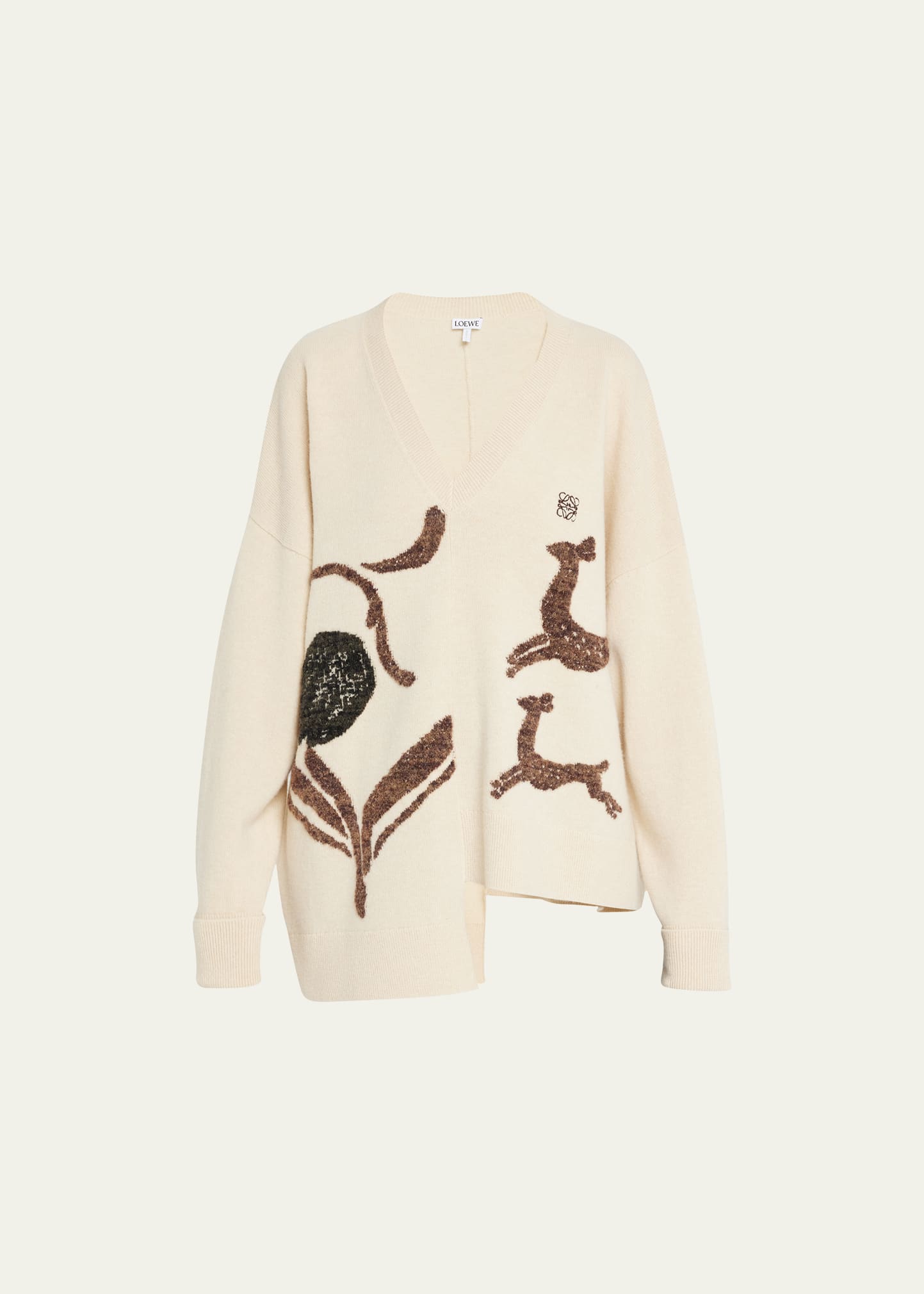 Loewe Asymmetric Printed Sweater In Beige