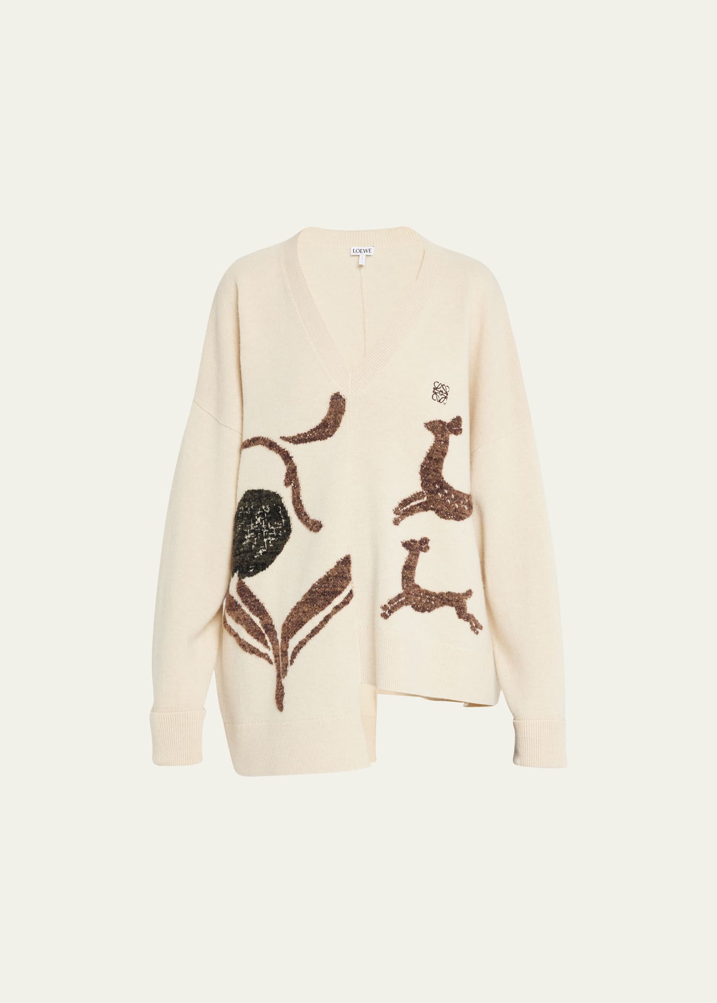 Asymmetric Deer Knit Sweater