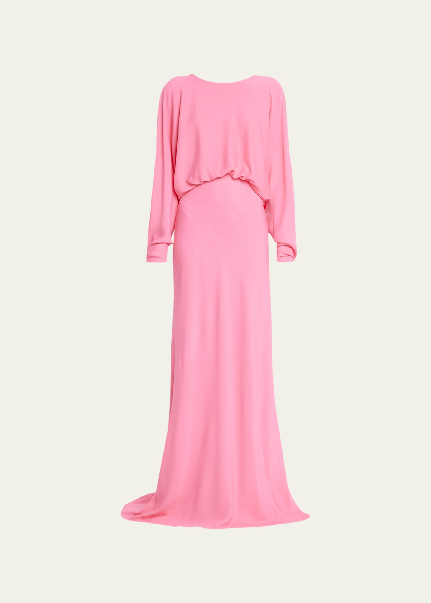 Monique Lhuillier Cutout Draped Back Gown In French Rose