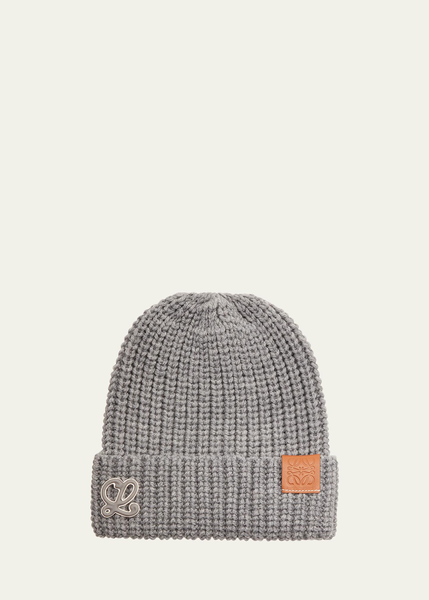 Loewe Grey Logo Winter Hat Wool beanie Loewe Grey size One size International in Wool  main image 3