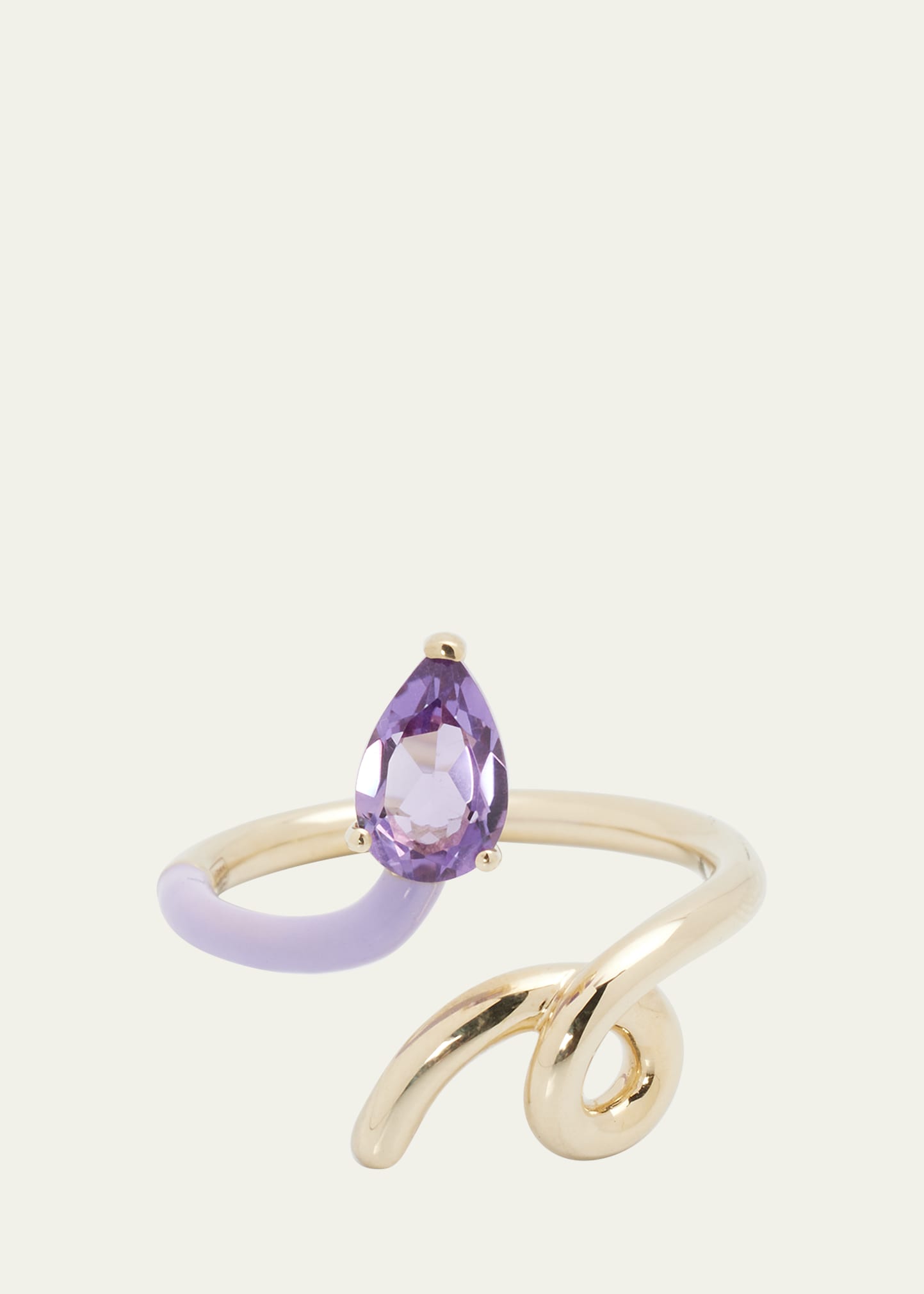 B Vine Ring with Hand-Painted Enamel and Amethyst
