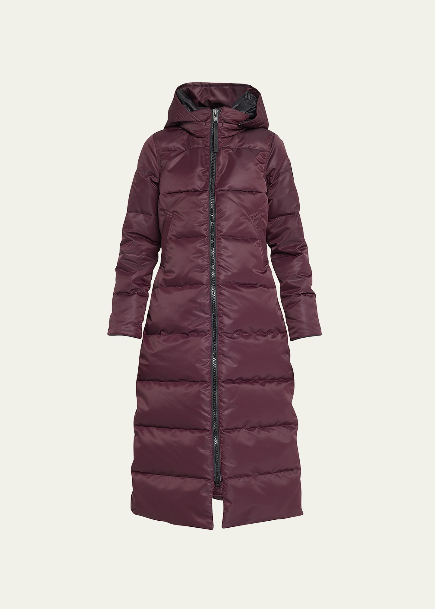 Canada Goose Mystique Satin Paneled Long Parka In Salsuma Plum