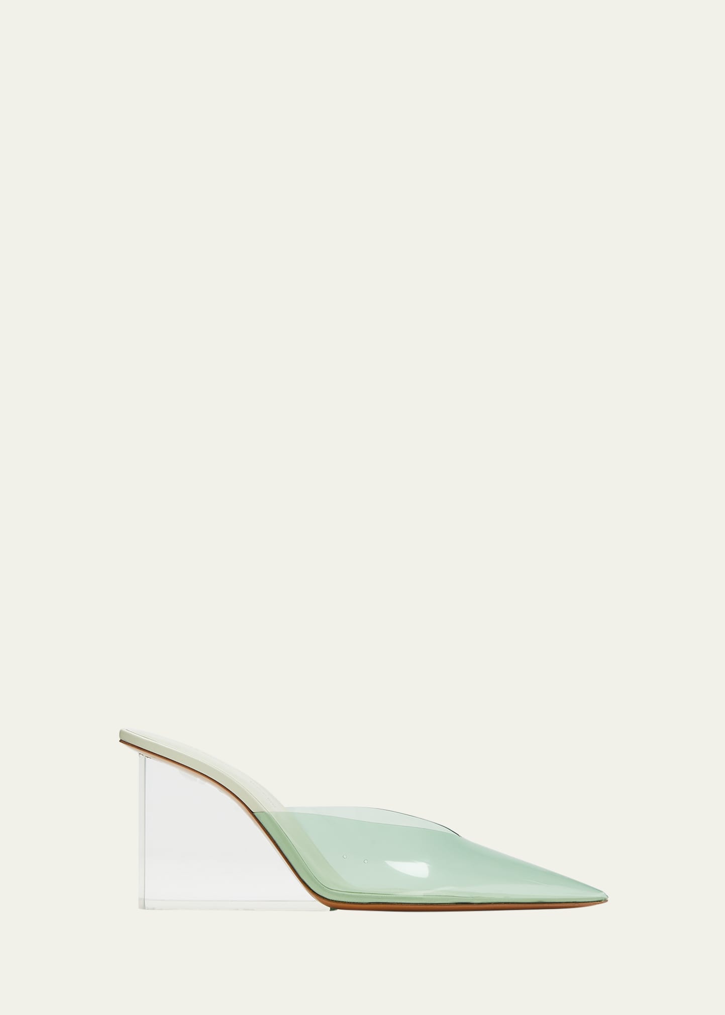 Arielle Baron Glassworks Clear-wedge Mules In Light Green
