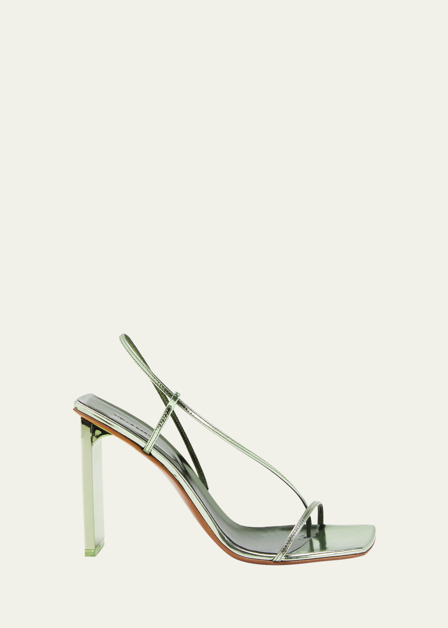 Arielle Baron Narcissus Metallic Slingback Sandals In Green Mirror